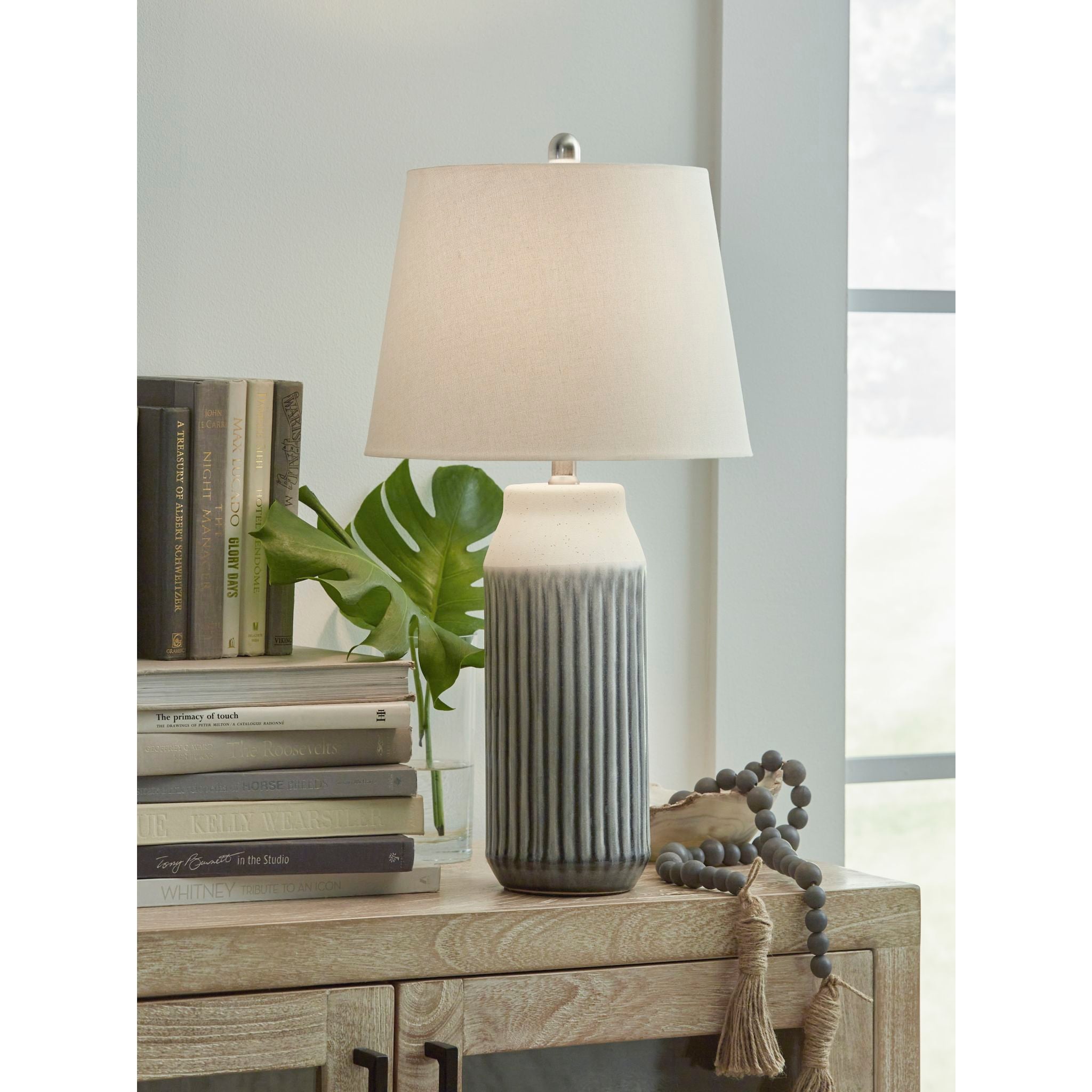 Afener Modern Table Lamp Set of 2 - 26 Inch Height Bedside Nightstand Lamps for Living Room, Bedroom, Office - Warm White Light with Fabric Shade & Touch Control (Black)