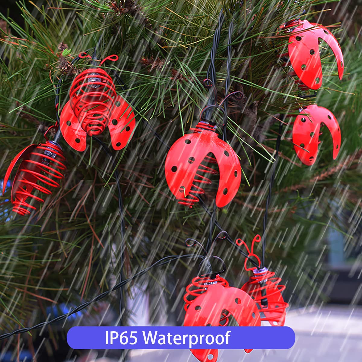 Solar Powered Ladybug String Lights - 10 LED Waterproof 13ft Outdoor Fairy Lights for Garden, Patio, Lawn, Yard, Wedding & Christmas Decorations (Warm White) | Perfect for Backyard Parties, Landscape Lighting and Holiday Displays