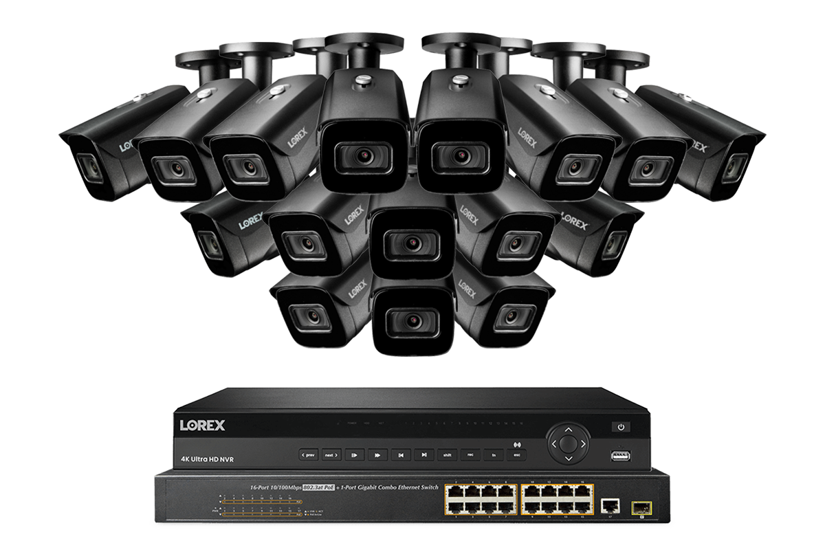 Lorex 4K 32 Channel Night Vision NVR Security System with 3 Smart IP Optical Zoom Cameras - 30FPS Real-Time Recording for Home & Business Surveillance