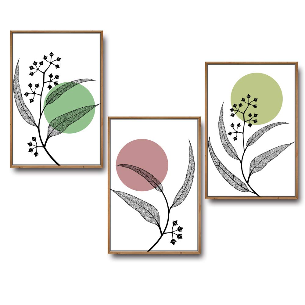 Leaf Theme 3-Panel Framed Canvas Wall Art Set - 24