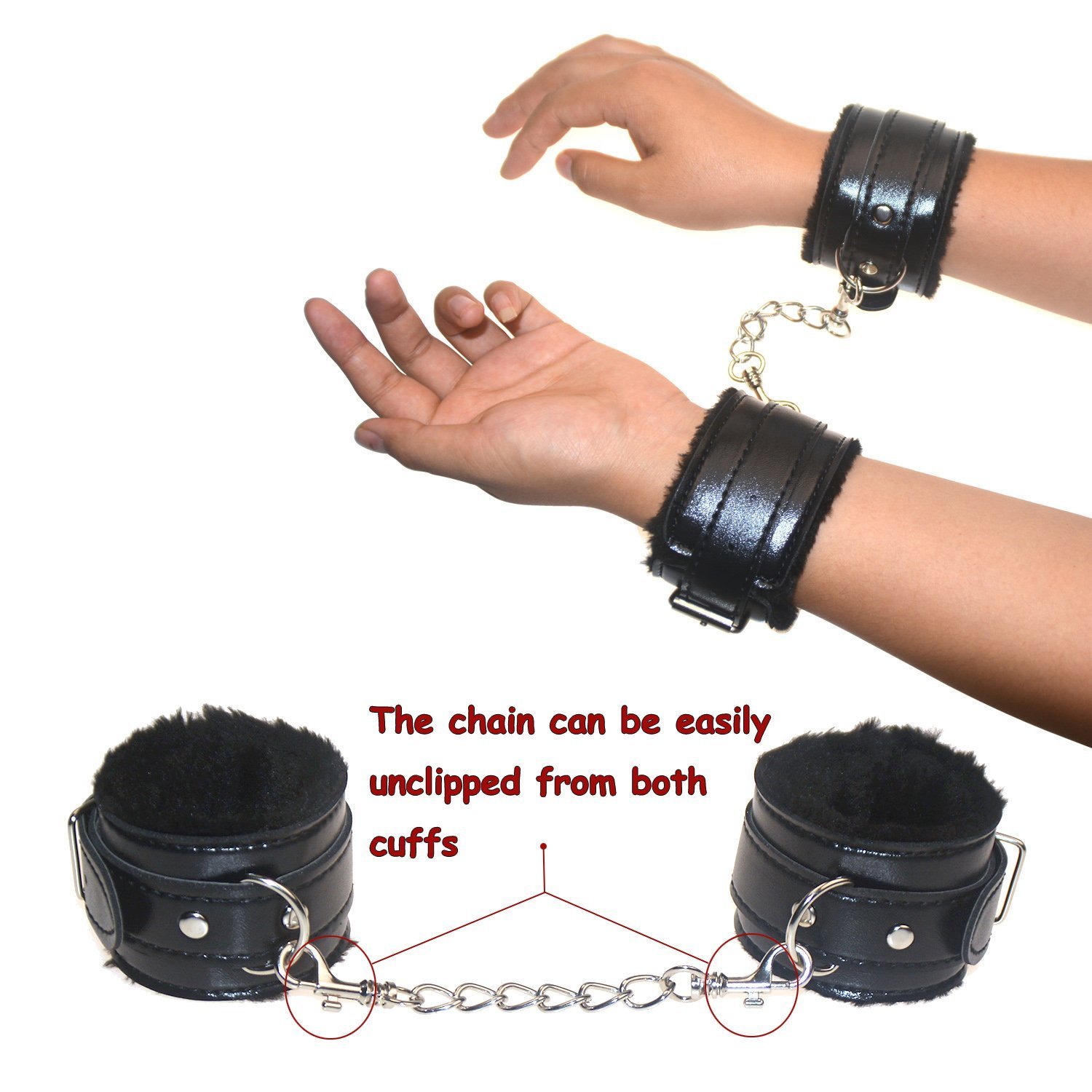 Luxury Soft Velvet Blindfold Eye Mask & Faux Fur Leather Handcuffs Set for Adults - Black - Perfect for Sensual Play, BDSM, Couples Games and Romantic Nights