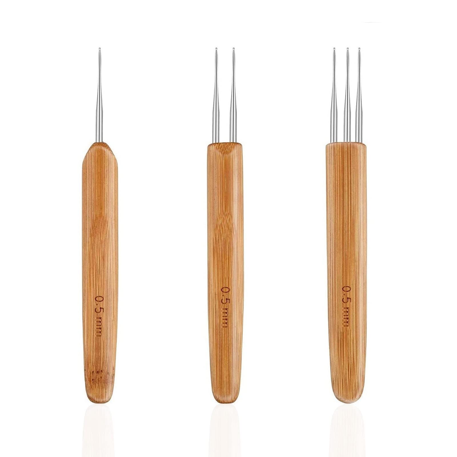 YOUMOO 3-Piece Dreadlock Crochet Hook Set - 0.5mm Professional Hair Braiding Needles (1 Hook, 2 Hooks, 3 Hooks) for Dreadlocks, Locs Maintenance & Styling - Perfect for Salon, Home Hair Care & DIY Haircraft