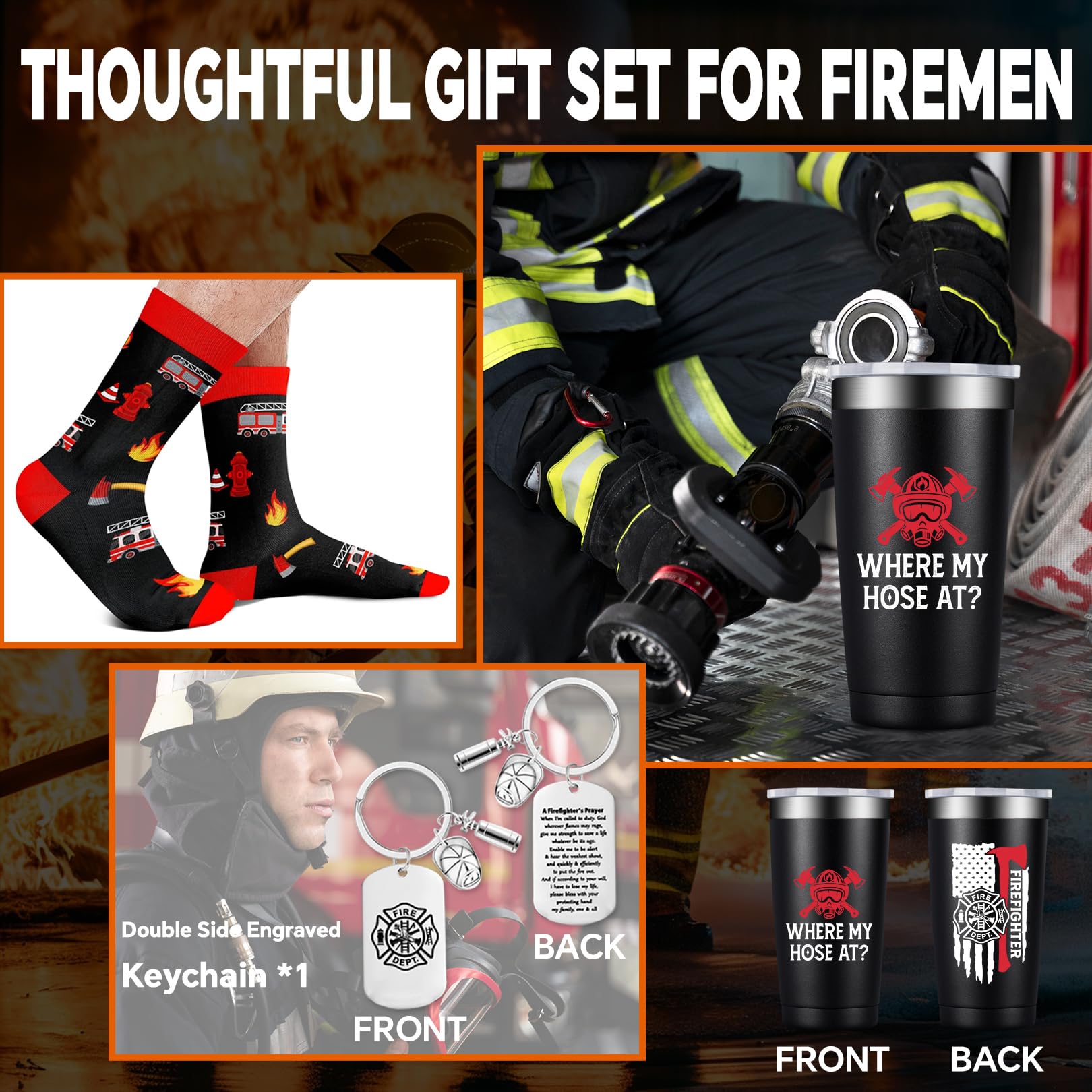 BIRGILT 20oz Firefighter Tumbler Cup - Insulated Stainless Steel Travel Mug for Firemen & Firewomen - Perfect Gift for Father's Day, Birthday, Graduation, Christmas - 