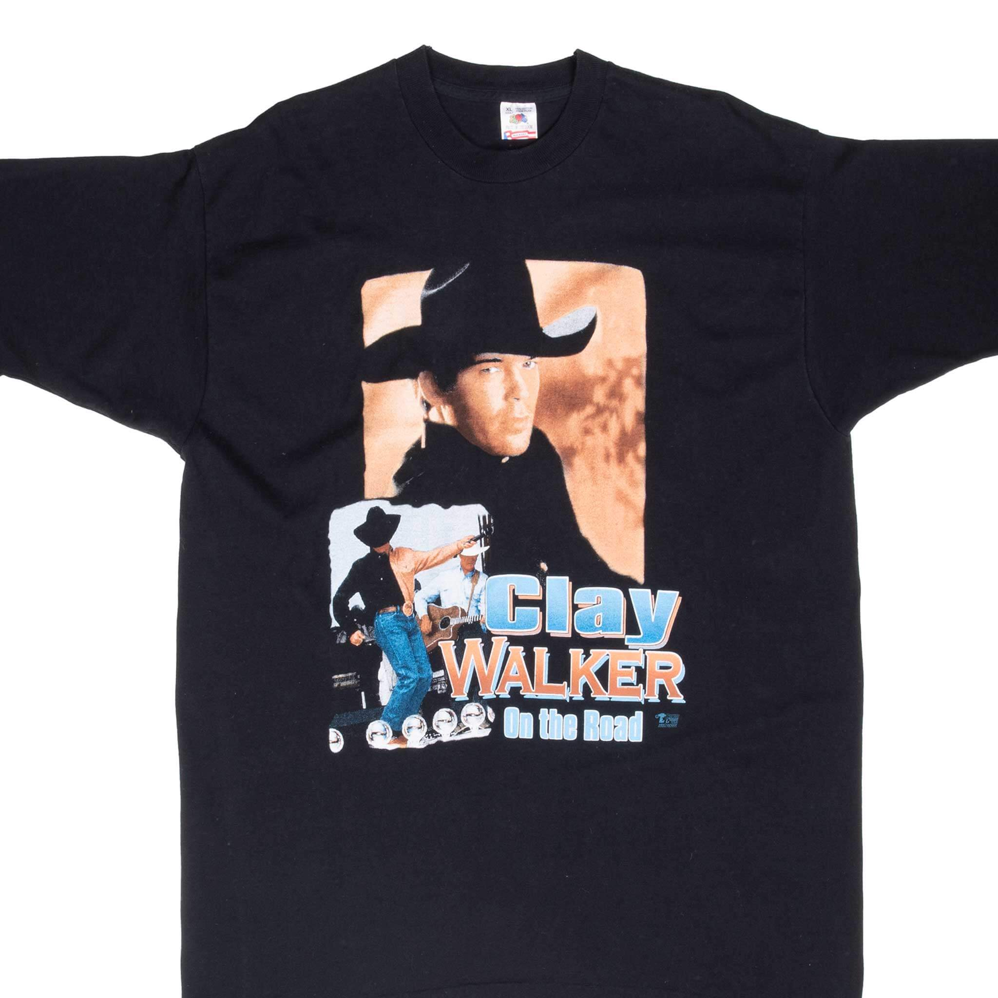 Vintage Clay Walker On The Road 1990s Graphic Tee Shirt - Large Size, Made in USA - Perfect for Concerts, Retro Parties & Country Music Fans