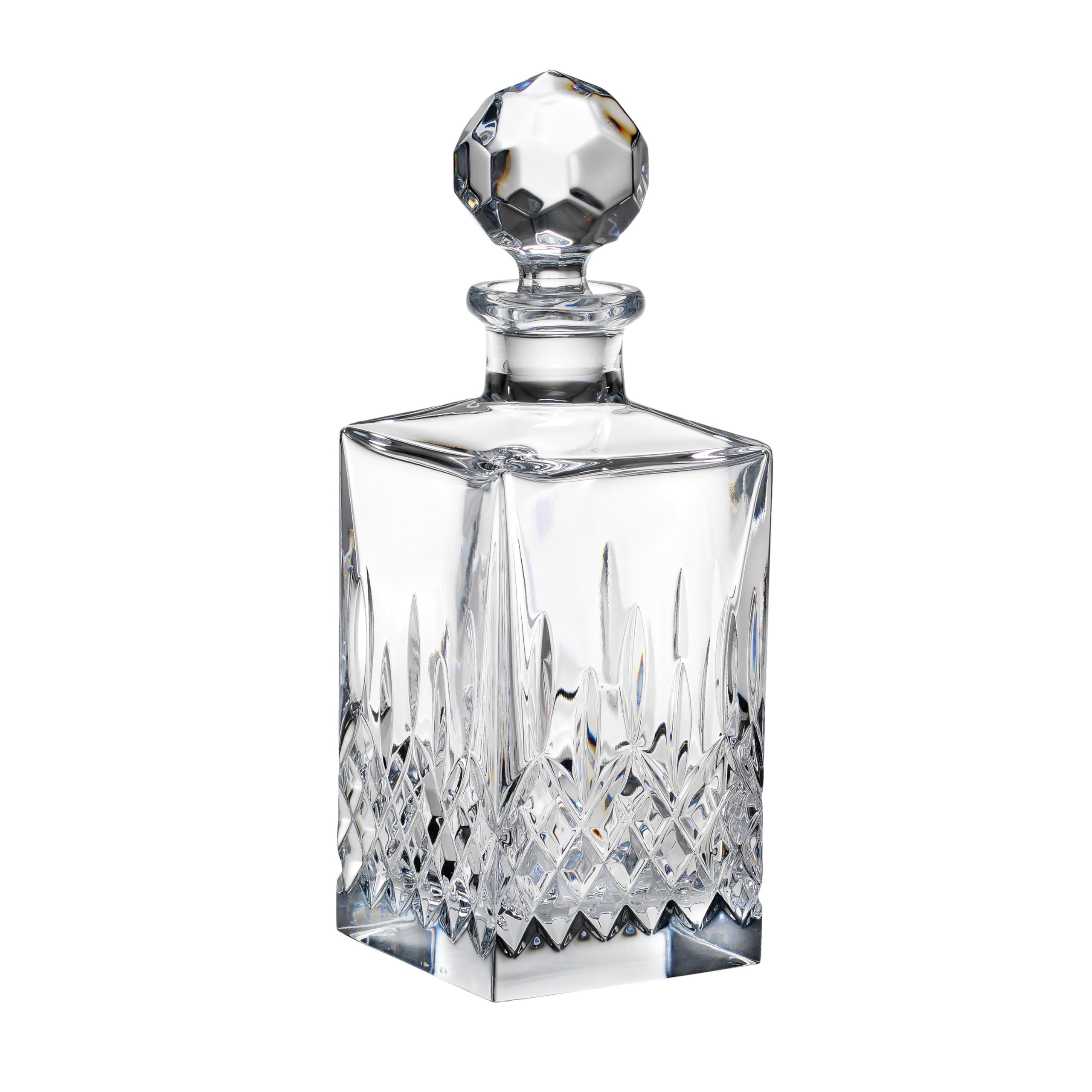 Reed & Barton Hamilton Crystal Decanter - 5.50 LB Clear Glass Whiskey Decanter with Stopper - Elegant Barware for Bourbon, Scotch & Wine Serving at Home Bars, Weddings & Gifts