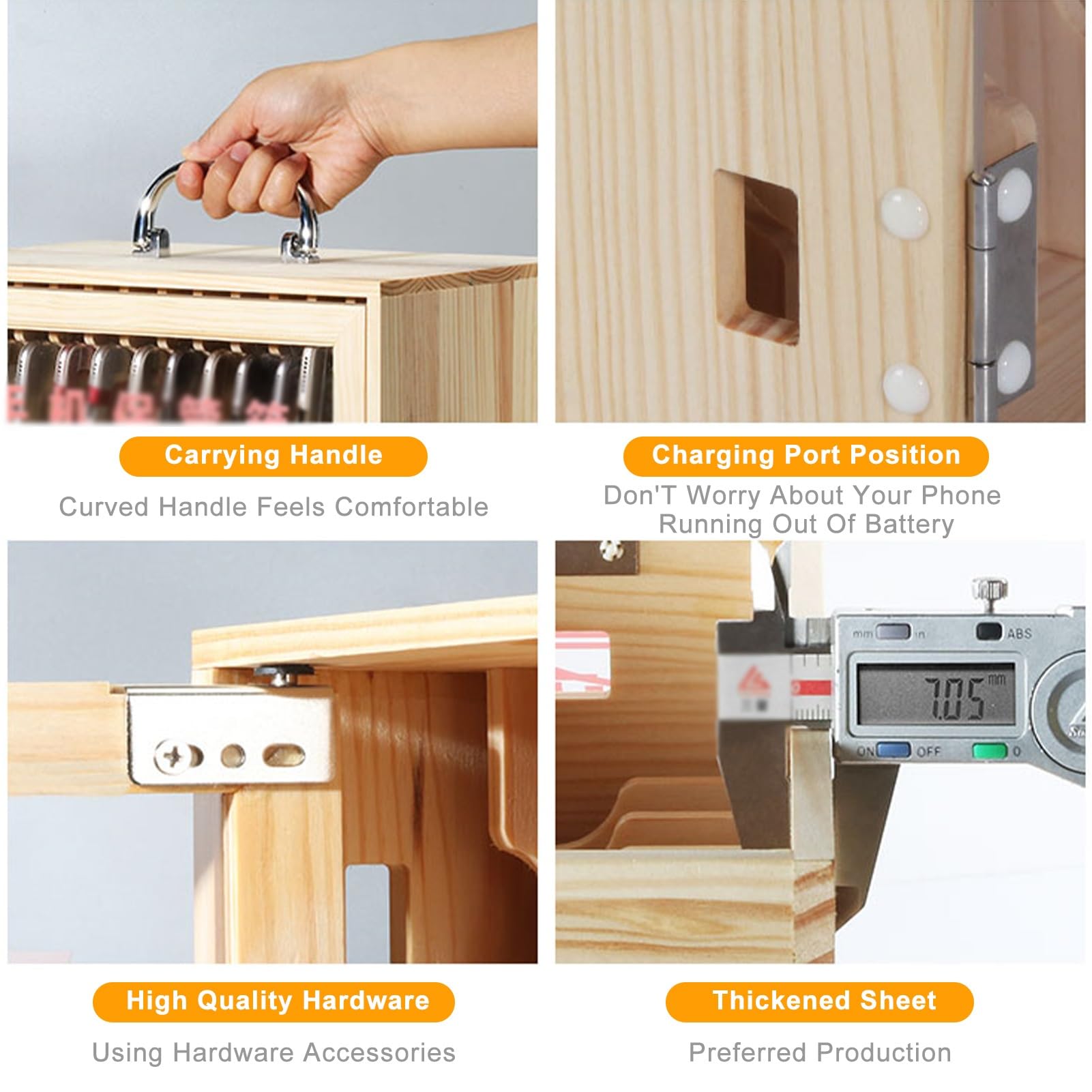Wall Mounted Phone Storage Cabinet - Secure Mobile Phone Locker for 12/24/36/48/60 Devices - Durable Classroom, Office & Factory Cell Phone Organizer (Brown, 36 Slots) - Perfect for Schools, Workplaces & Manufacturing Facilities to Reduce Distractions & Improve Productivity
