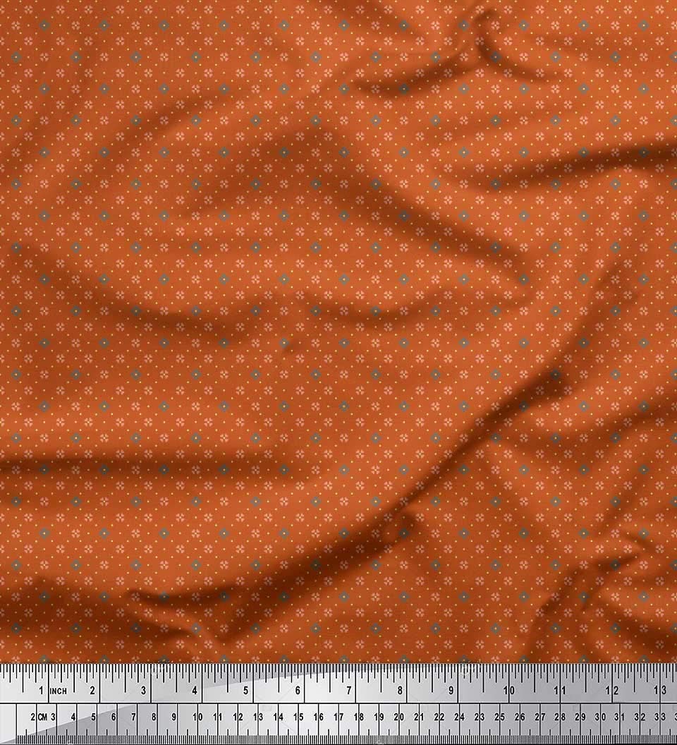 Soimoi Moss Georgette Brown Fabric by The Yard - 42 Inch Wide Dot & Heart Print Fabric for Dresses, Blouses, and DIY Craft Projects - Playful Love Design Printed Material