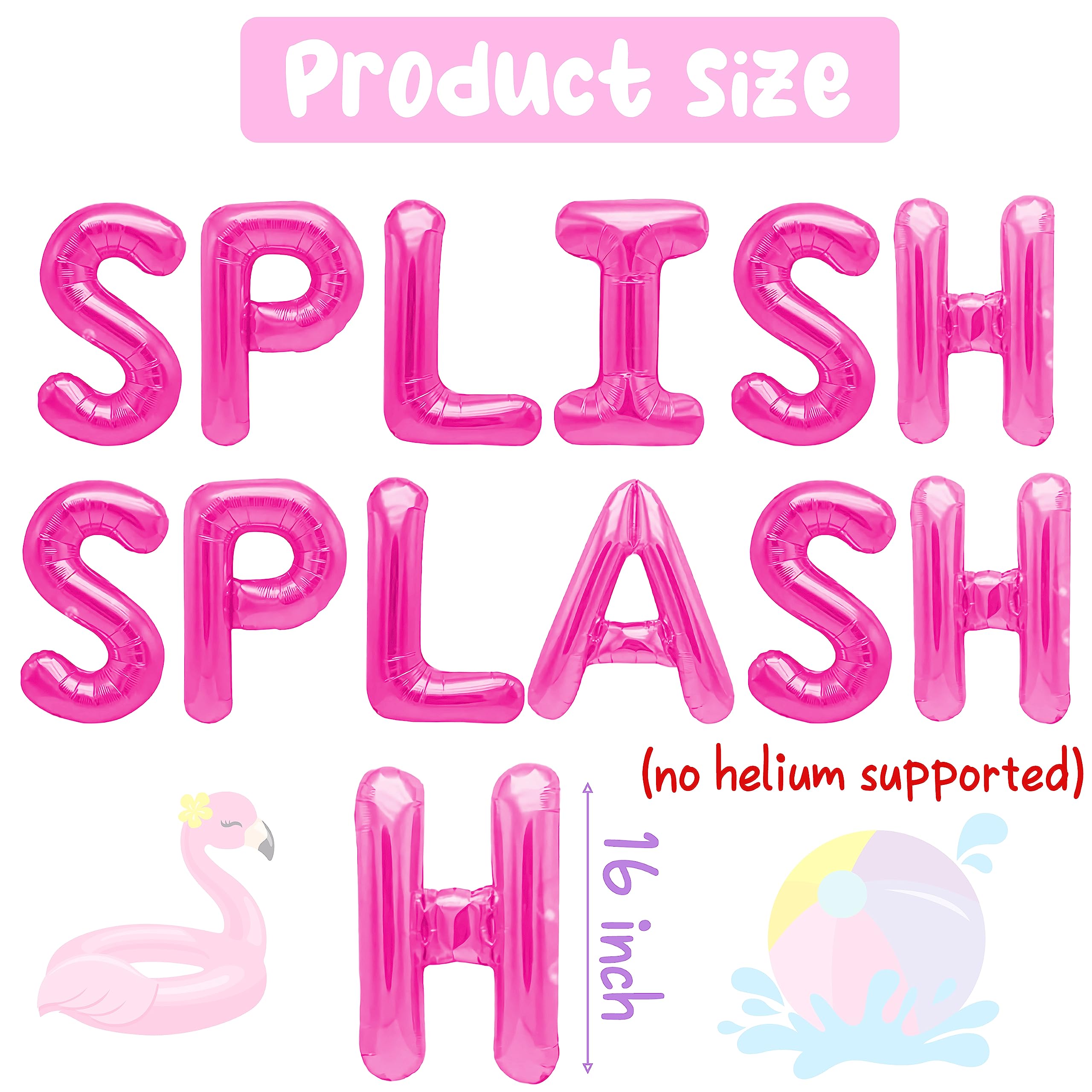 Pool Party Decorations - Splish Splash Birthday Foil Balloons, Hanging Swirls & Banner for Girls Summer Beach Party | Hawaiian Luau Tropical Theme Decor for Poolside Celebrations, Baby Showers & Backyard Gatherings