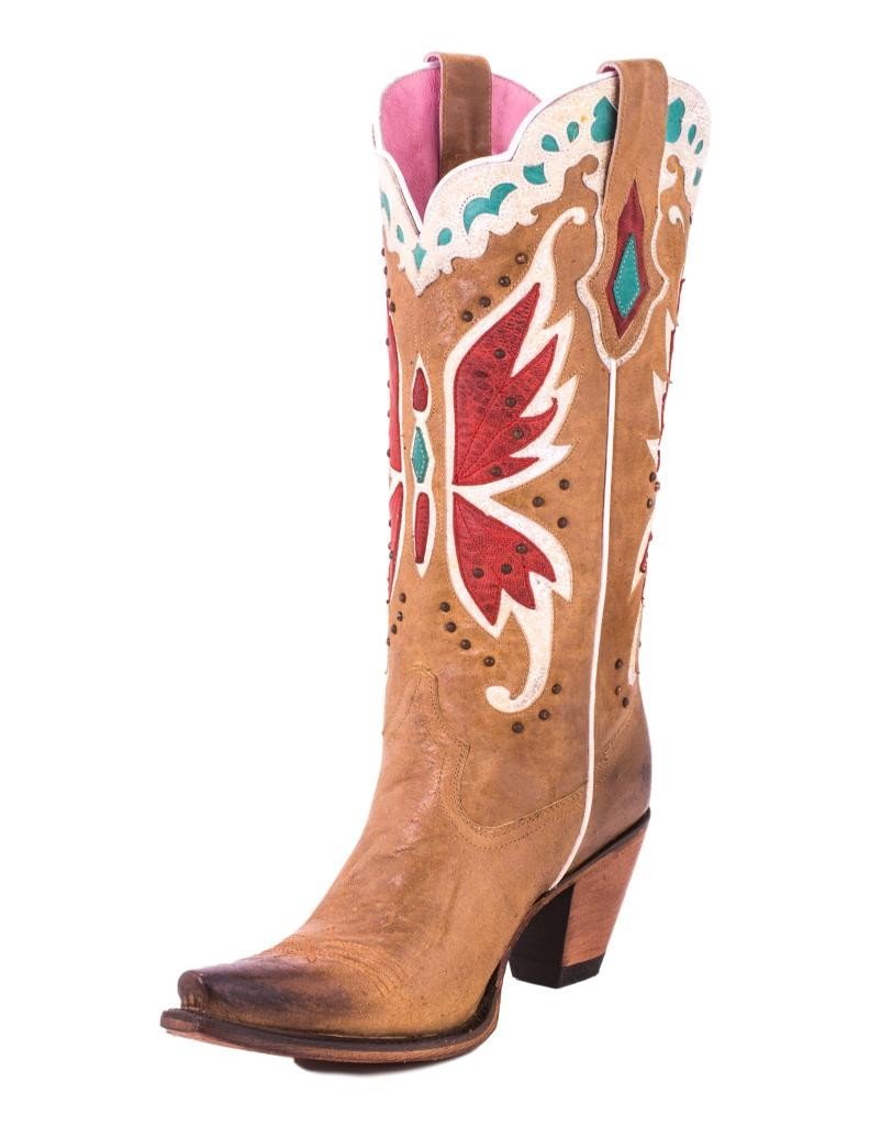 Junk Gypsy JG0029B Women's Studded Tan Leather Boots - Boho Western Cowgirl Ankle Booties for Everyday Wear & Country Music Festivals