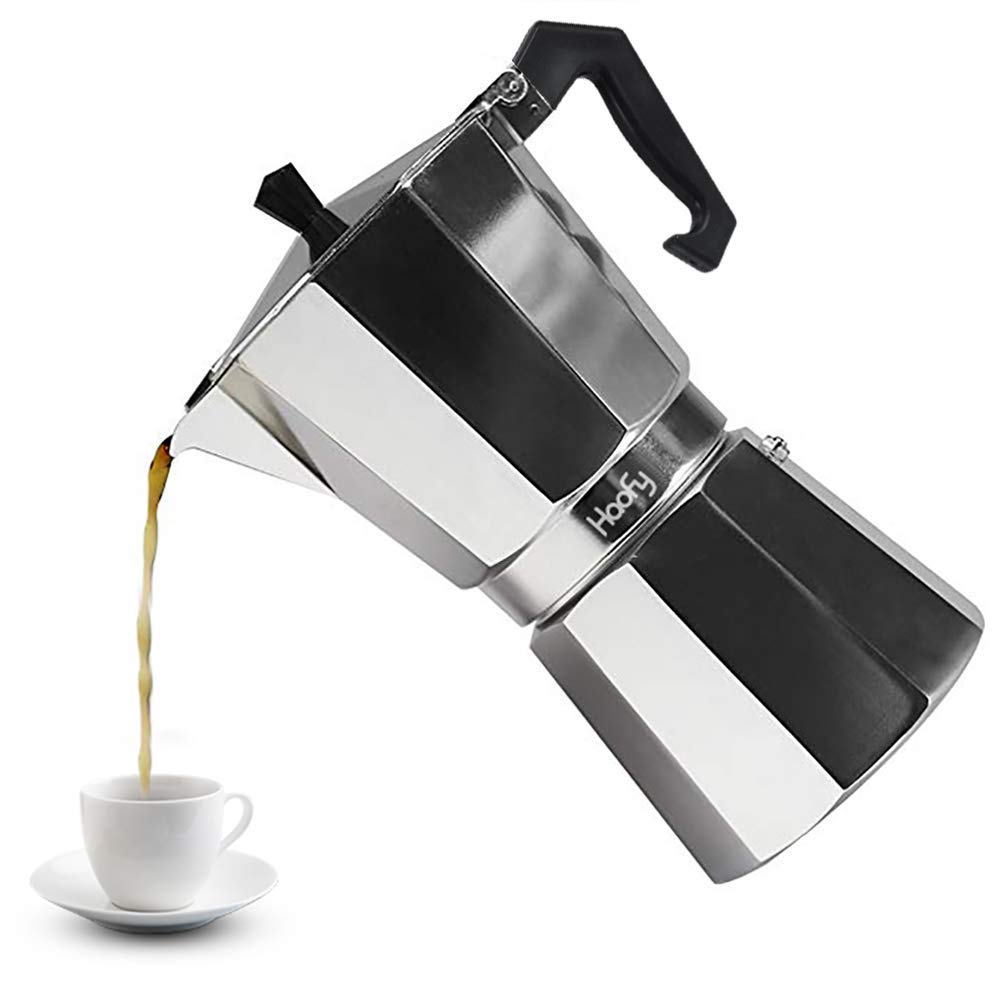 Stainless Steel Stovetop Espresso Maker - 300ml (6 Cups) Italian Moka Pot for Gas & Electric Stoves - Perfect for Home, Office & Camping Coffee Brewing