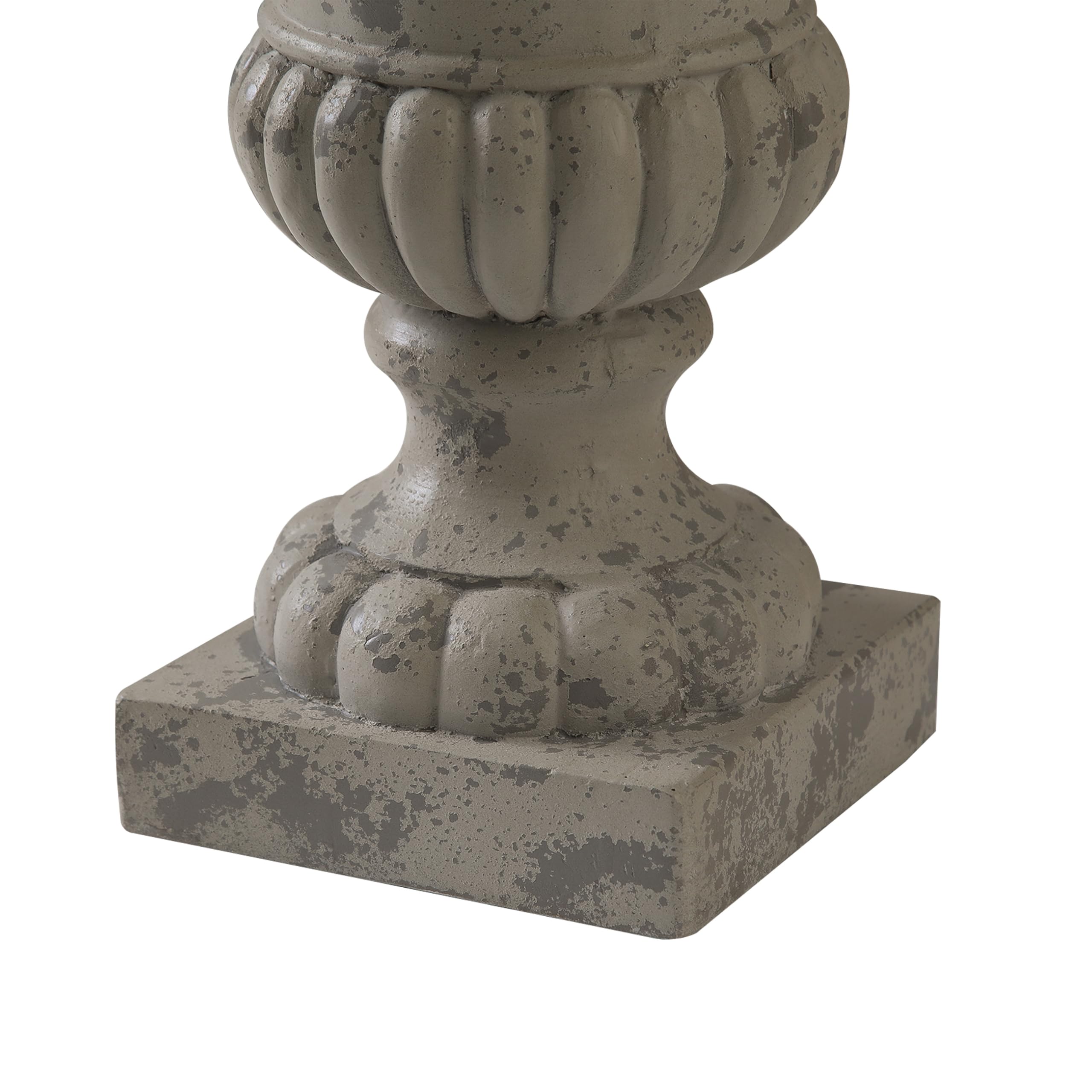 SOFE 16-Inch Rustic Grey Outdoor Urn Planter - Durable Resin Pedestal Flower Pot for Patio, Porch & Garden Decor - Farmhouse Style Planter for Outdoor Plants, Succulents & Flowers