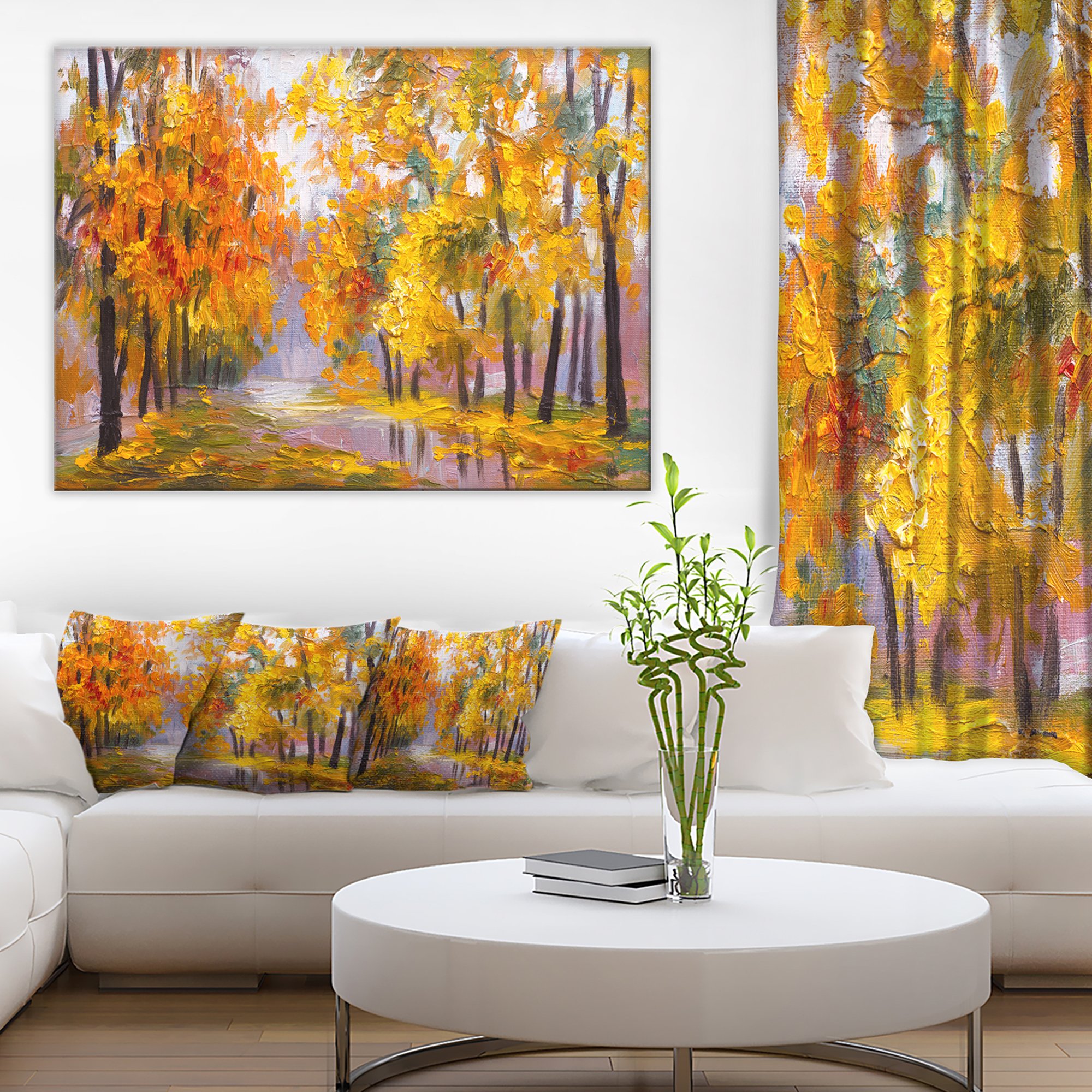Beautiful Fallen Leaves Landscape Art Print Canvas - Autumn Nature Wall Decor for Living Room, Bedroom & Office