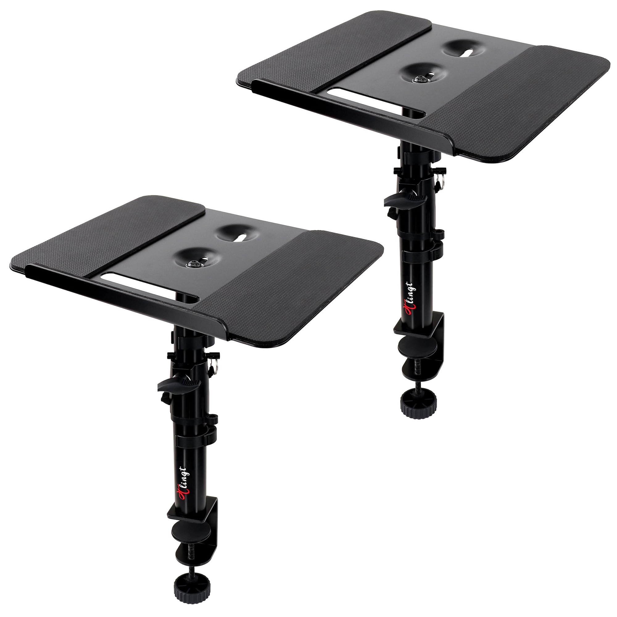 Premium Studio Monitor Stands - Heavy Duty Metal Tray for Speakers & Laptops (2-Pack, Black) - Perfect for Home Studios & Gaming Setups