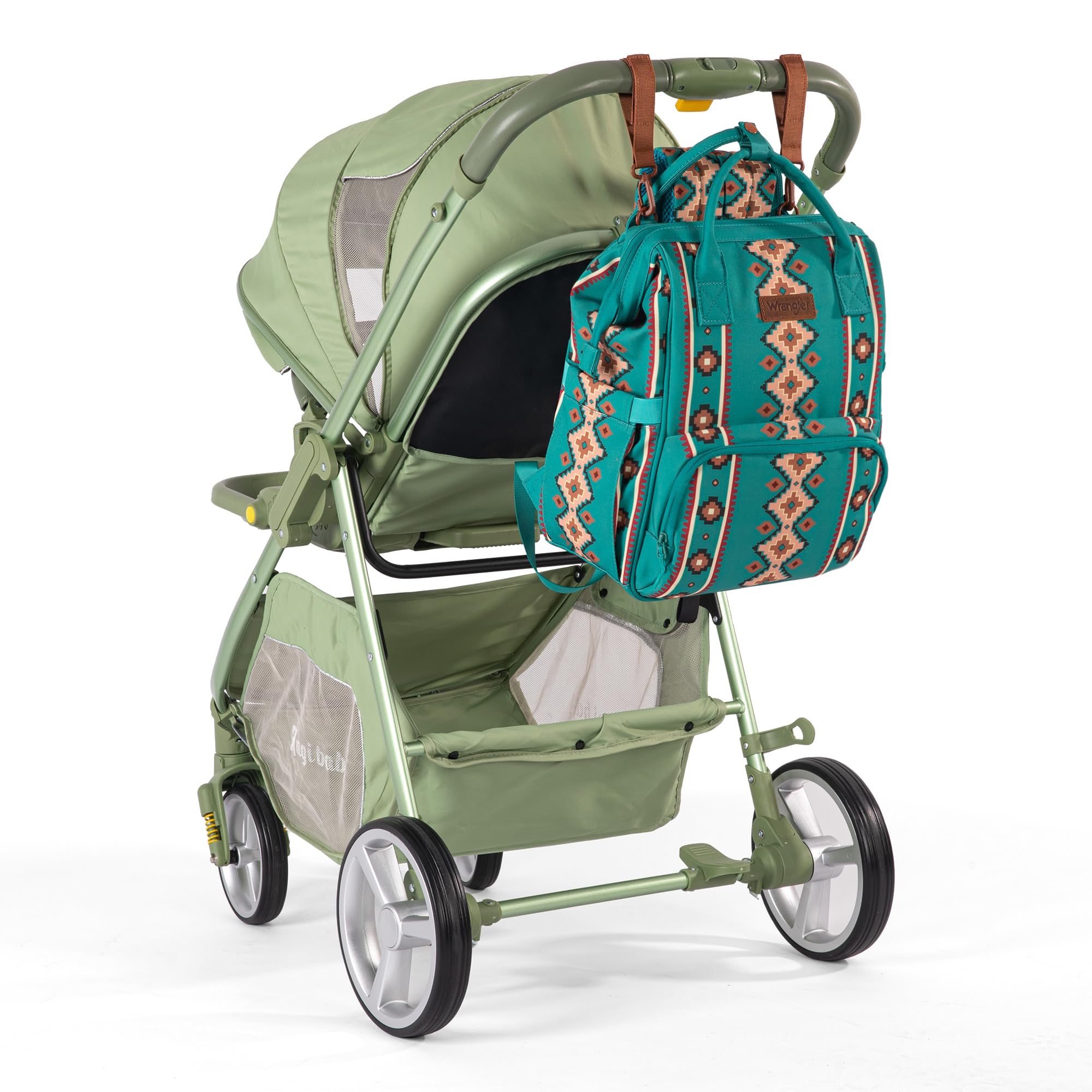 Wrangler Southwest Pattern Diaper Backpack - Baby Bag for Travel & Daily Use, Multi-Functional Western Style Daypack for Moms & Dads - Perfect for Outings, Shopping & Family Trips