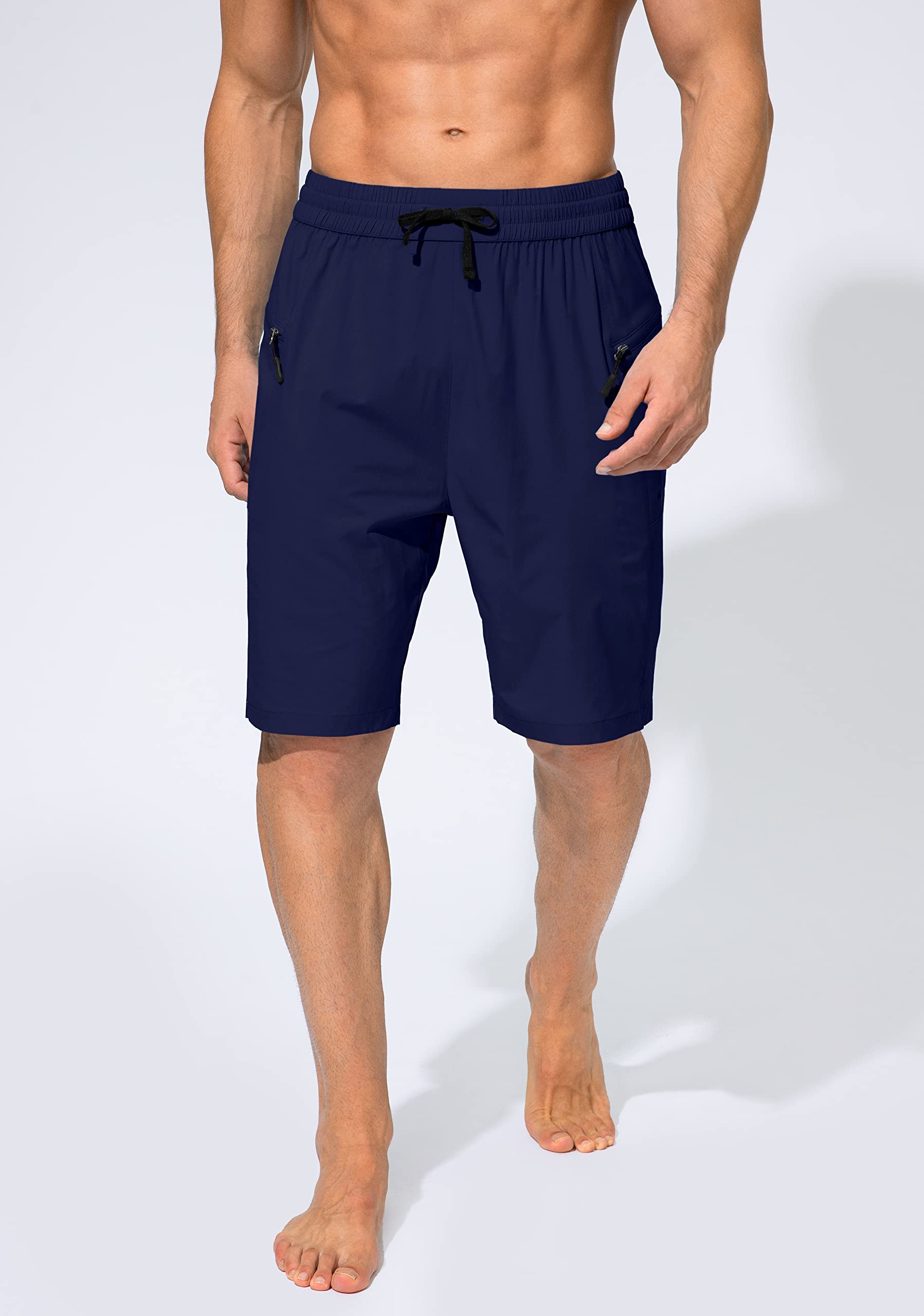 **Men's Quick Dry Swim Trunks with Zipper Pockets - No Mesh Liner Board Shorts for Beach, Pool & Water Sports**