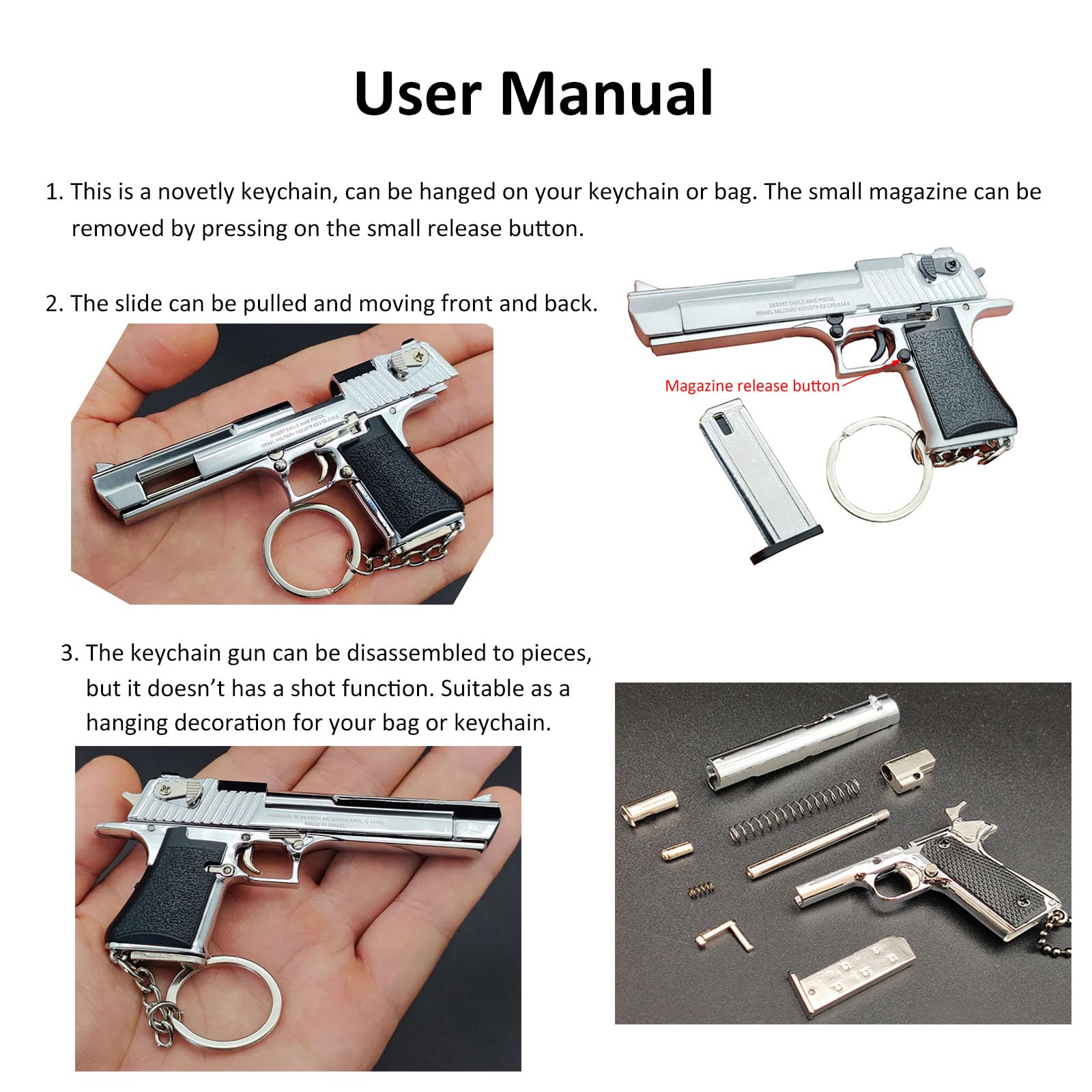 Mini Gun Keychain - Tactical Pistol Shaped Key Ring for Men, Cool Tiny Gun Model Gift - Perfect for Keychains, Backpacks, and Tactical Gear Enthusiasts
