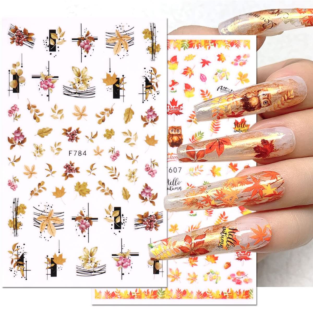3D Fall Maple Leaf Nail Stickers - Autumn DIY Manicure for Women