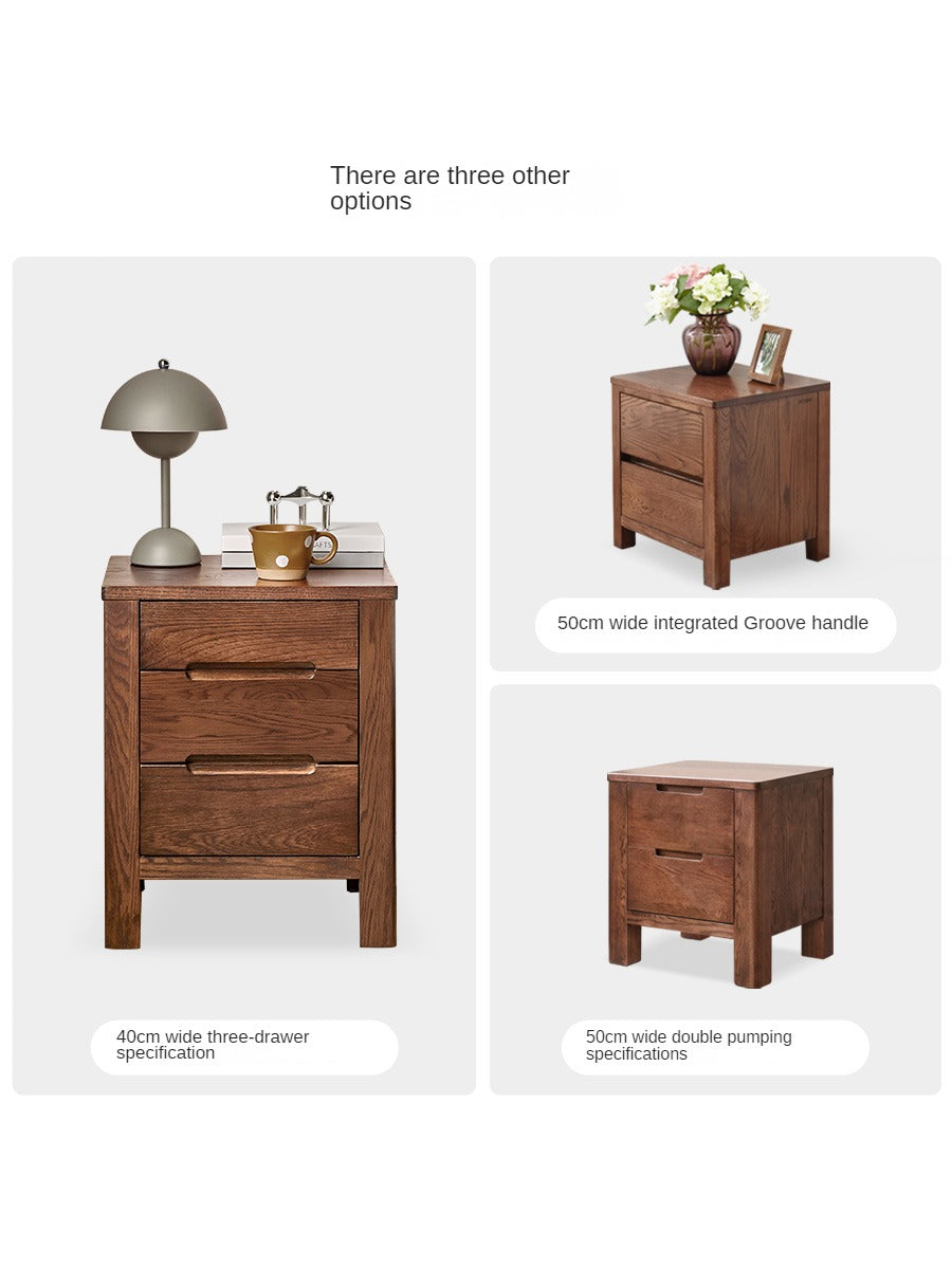 Solid Oak Wood Nightstand - Scandinavian Modern Bedside Table for Bedroom, Living Room & Nursery - Stylish & Durable Storage Solution
