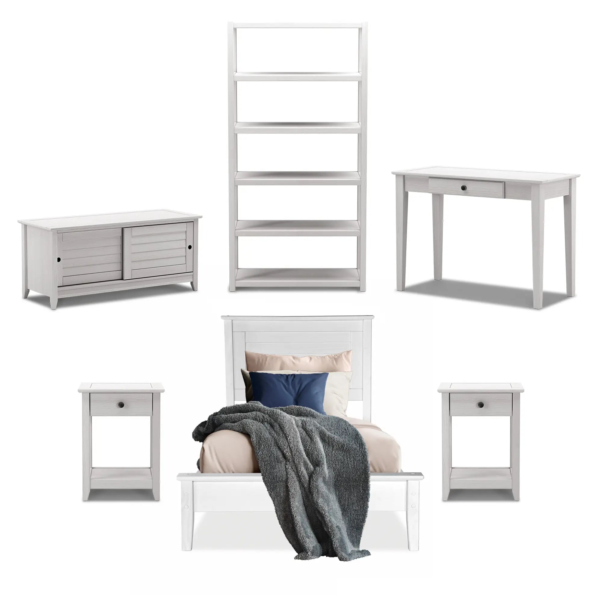 Greenport 6-Piece Bedroom Set - Queen Size Bed, Nightstand, Dresser & Mirror - Perfect for Modern Home Decor & Cozy Bedroom Retreat