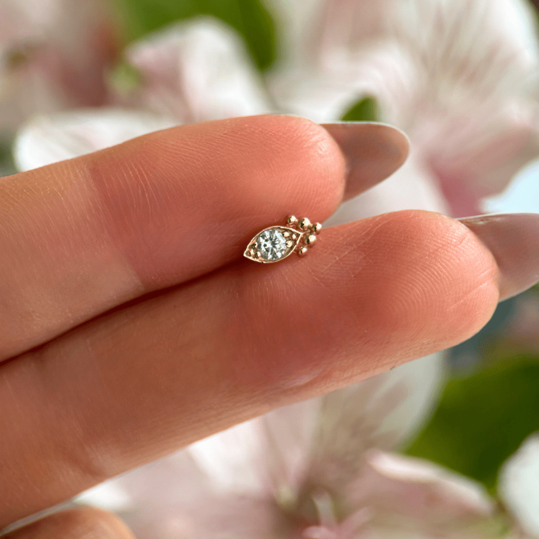 14K Yellow Gold Marquise Flat Back Stud Earrings for Women - Hypoallergenic, Dainty & Elegant Jewelry for Everyday Wear, Parties & Special Occasions