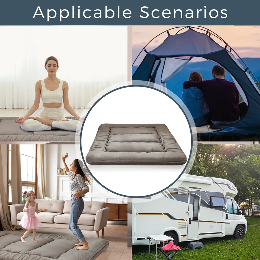 MAXYOYO Charcoal Grey Japanese Futon Mattress - Foldable Floor Mattress for Guest Bed, Camping & Small Spaces | Comfortable & Space-Saving Sleeping Solution