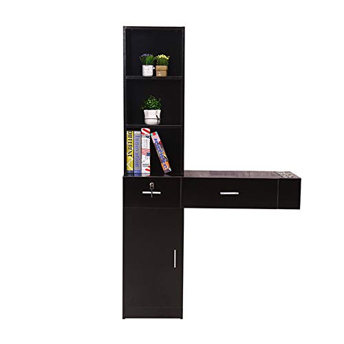 **Wall Mount Barber Station Storage Cabinet - Lockable Drawer with 3 Hair Dryer Holders, Salon Equipment for Hair Styling & Spa (Black) - Perfect for Home & Professional Beauty Salons**