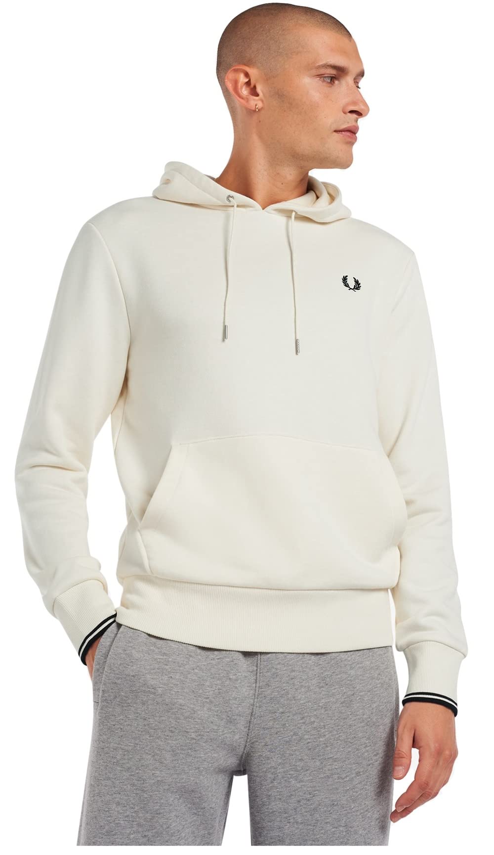 Fred Perry Men's Tipped Hooded Sweatshirt | Classic Cotton Pullover with Signature Laurel Wreath Logo | Perfect for Casual Wear & Street Style Outfits