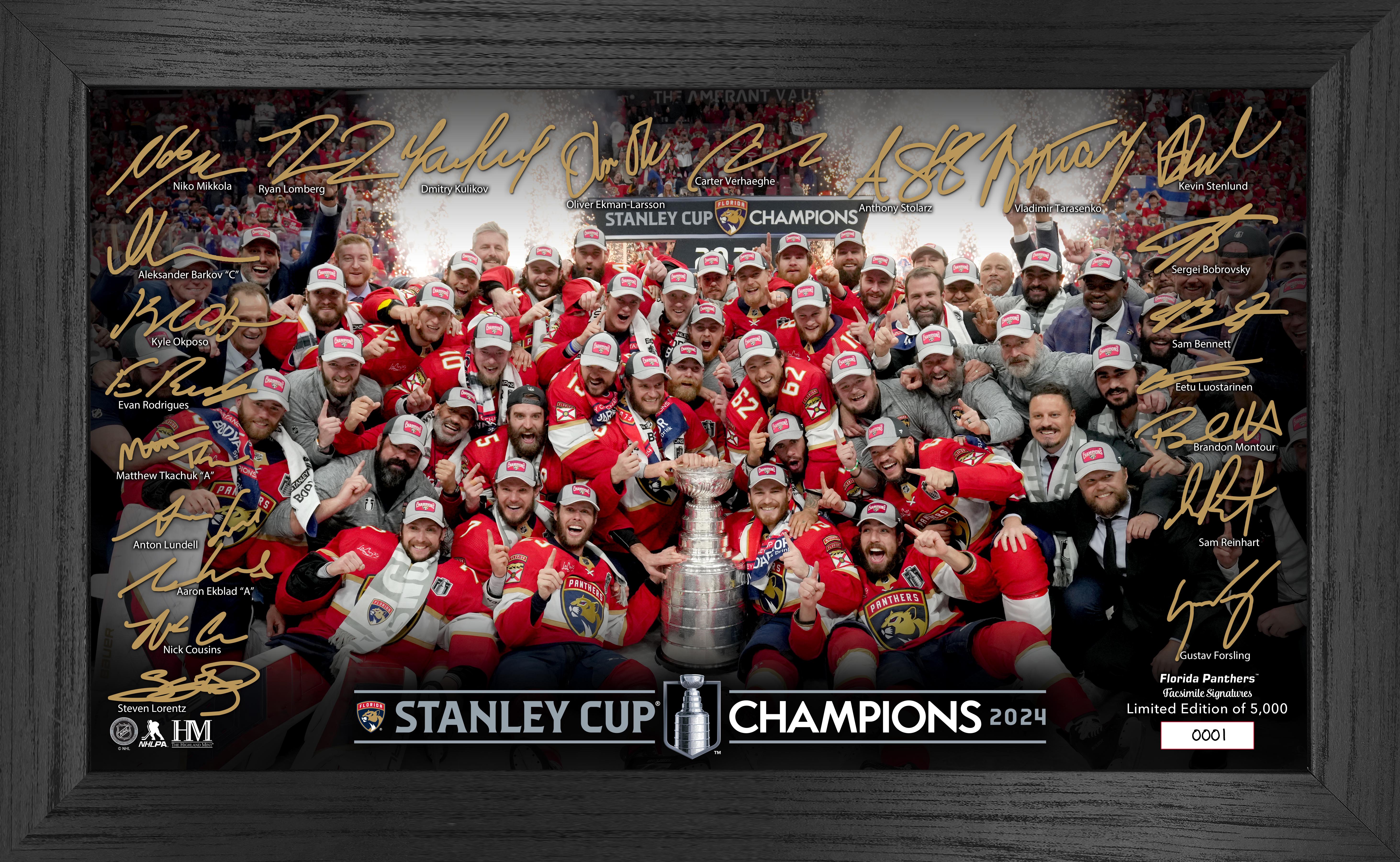 Florida Panthers 2024 Stanley Cup Champions Commemorative Framed Poster - Perfect for Sports Memorabilia, Man Cave Decor & Hockey Fan Gifts