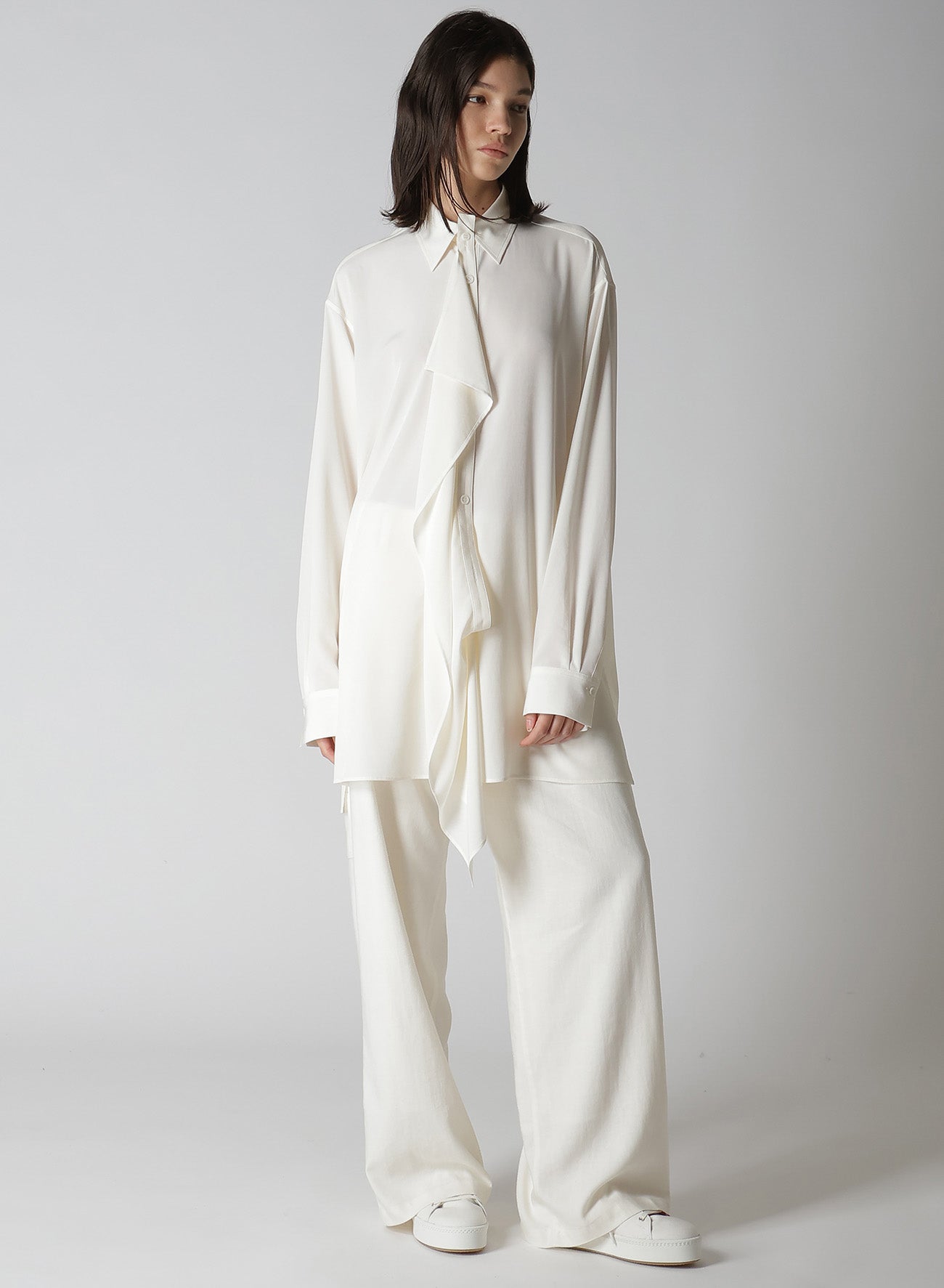 Elegant Crepe de Chine Blouse with Placket - Perfect for Office Wear & Casual Outfits