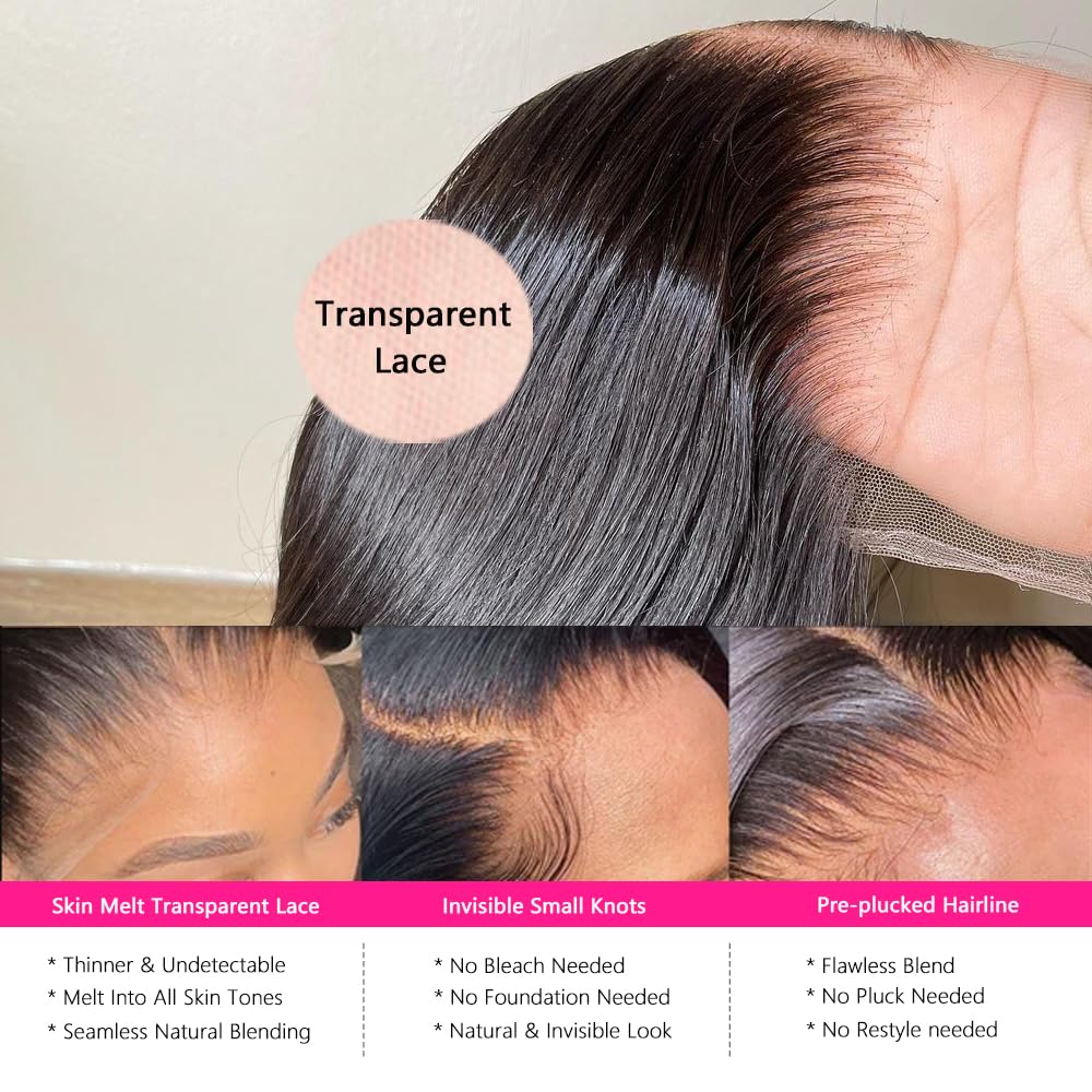 32 Inch Body Wave Lace Front Wigs Human Hair - Transparent 13x4 Lace Frontal Wig 180% Density - Pre Plucked with Baby Hair for Black Women - Perfect for Daily Wear, Parties & Special Occasions