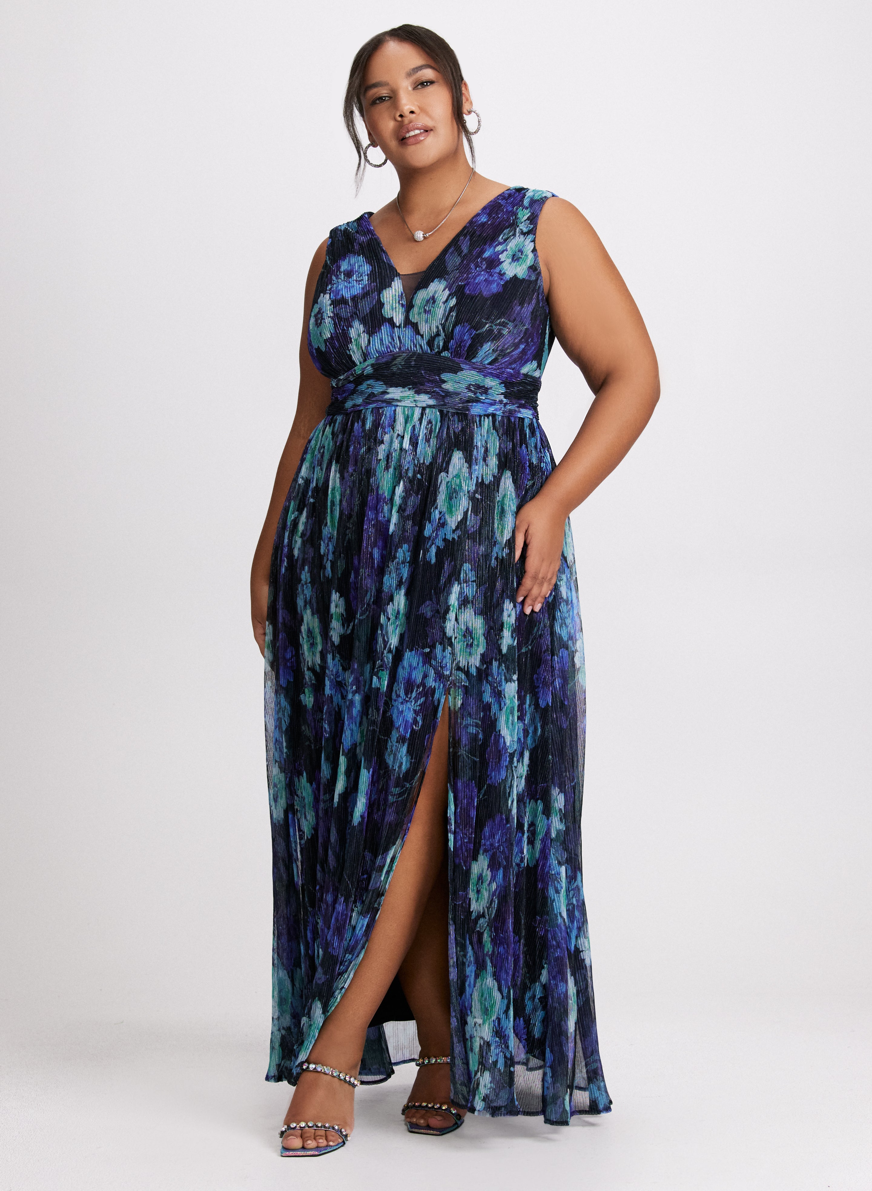 Floral Plisse Dress for Women - Elegant Summer Midi Dress with Ruffles & Flowy Fit - Perfect for Beach, Vacation & Party Wear