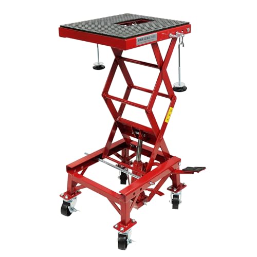 GARVEE 300 LBS Hydraulic Motorcycle Lift Jack - Heavy Duty ATV Scissor Lift for Motorcycles with Wheels | Perfect for Garage, Workshop & DIY Bike Maintenance