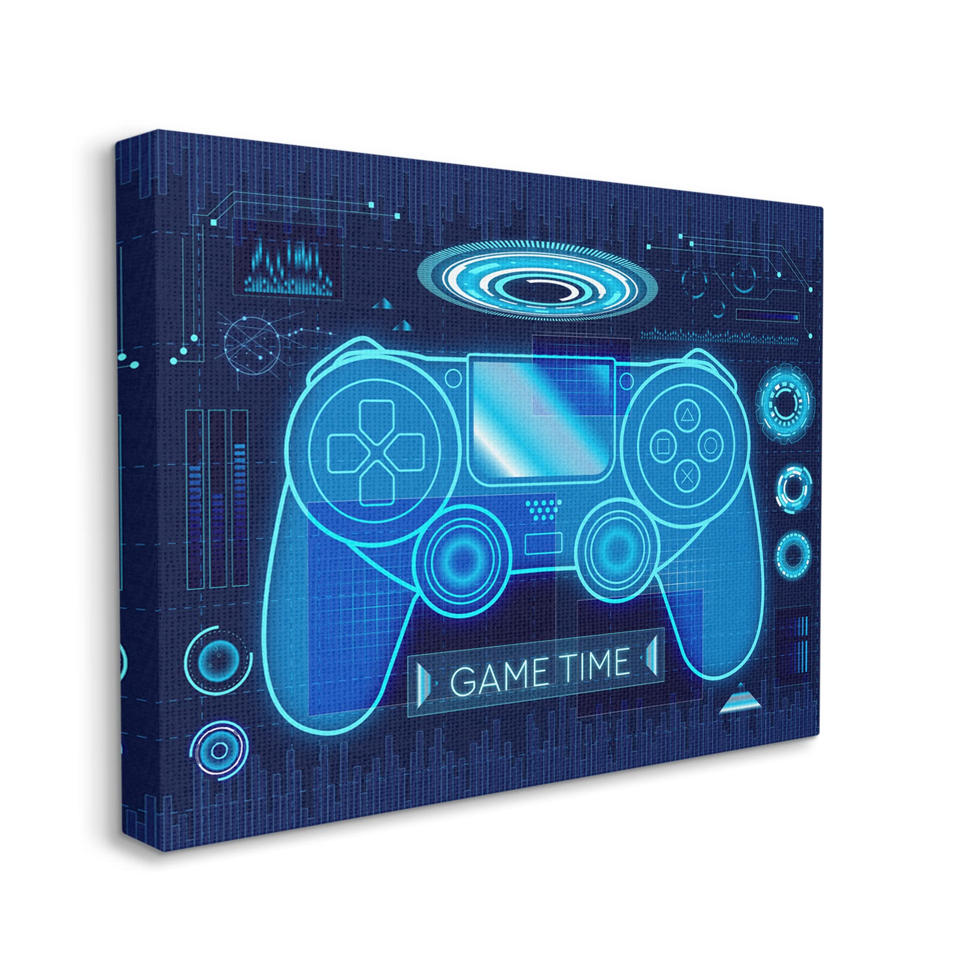 Stupell Industries Game Time Bold Blue Computer Theme Gaming Controller Wall Art - 48 x 36 Inches, Designed by Ziwei Li - Perfect for Gaming Rooms, Man Caves & Gamer Gifts