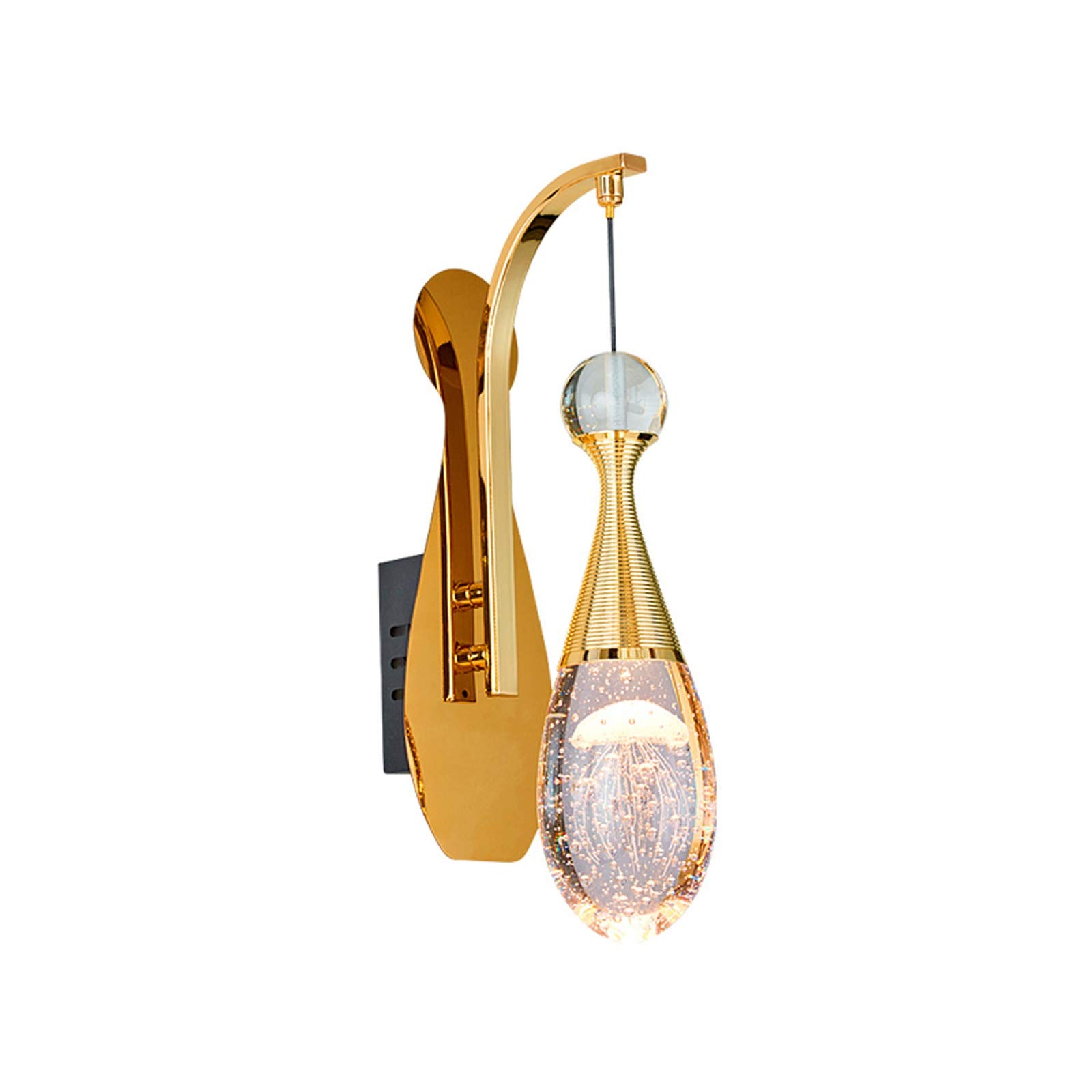 Postmodern Jellyfish Crystal Wall Lamp - Gold & White LED Wall Sconce Lighting for Bedroom, Living Room, and Background Decor | Modern Creative Bedside Lighting Fixture | Perfect for Ambient, Accent, or Mood Lighting in Contemporary Spaces
