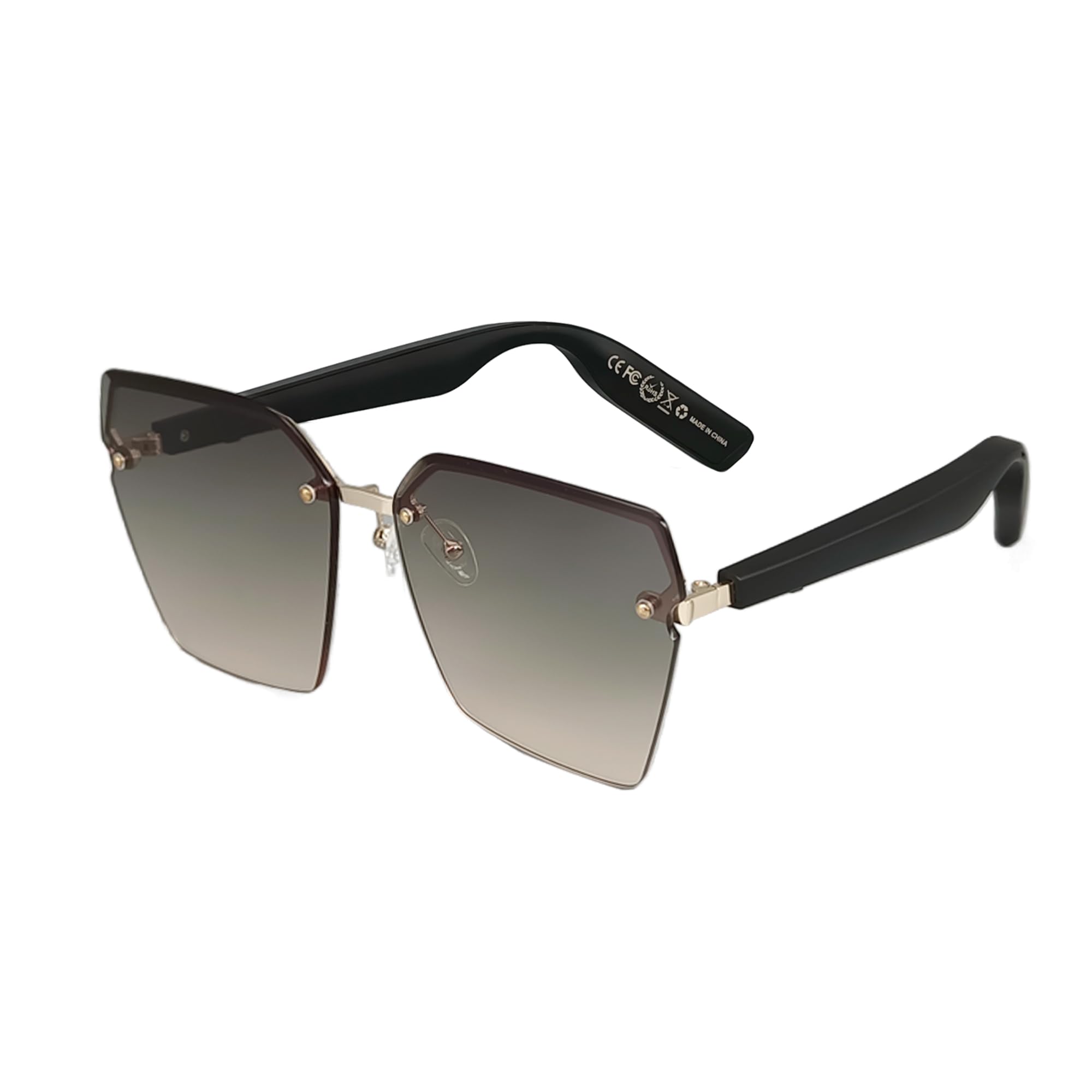 Smart Bluetooth Sunglasses with Frameless Gradient Lens - Wireless Audio Glasses with Bluetooth 5.0 & Voice Control - Compatible with iPhone, Android & Smart Devices (Gradient Green) - Perfect for Running, Cycling & Outdoor Activities