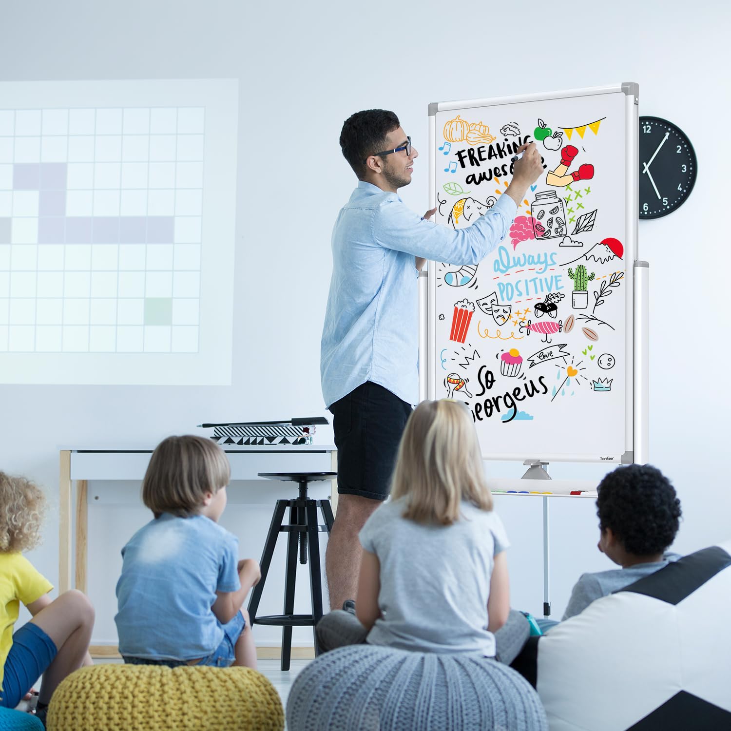 TANKEE 40x24 Inch Mobile Magnetic Dry Erase Board - Double Sided Rolling Whiteboard Easel with Aluminum Frame for Office, Home & Classroom | Portable Standing White Board for Presentations, Teaching & Brainstorming