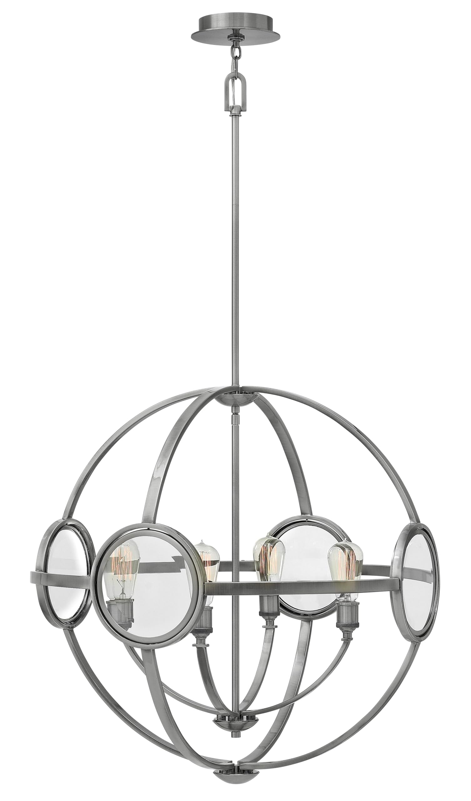 Hinkley Fulham Collection 4-Light Chandelier in Polished Antique Nickel - Elegant Dining Room Lighting Fixture for Home Decor