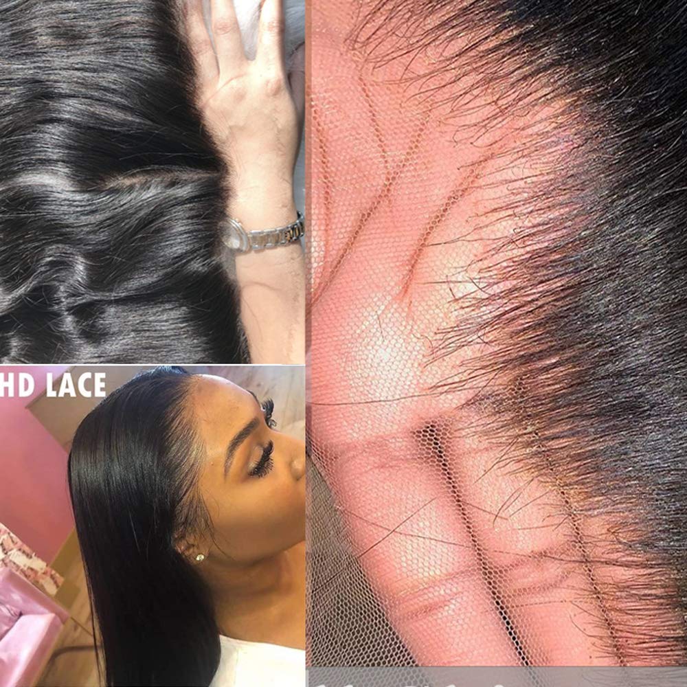 HD Invisible Lace Straight Human Hair Wig - 360 Transparent Lace Front, 150% Density, Glueless, Pre-Plucked with Baby Hair (14 Inch) | Perfect for Daily Wear, Cosplay & Special Occasions
