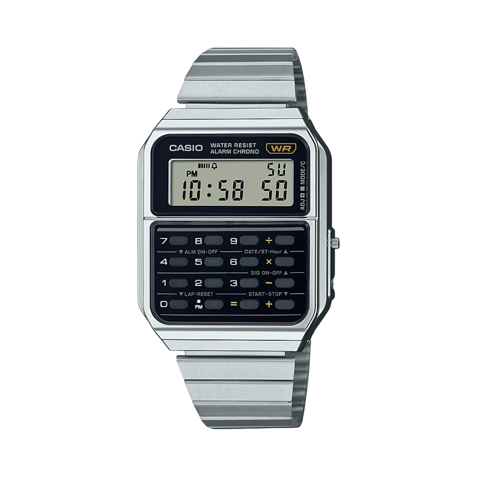Casio CA500WE-1A Men's Digital Calculator Watch - Silver & Black - Perfect for Office, School & Everyday Use