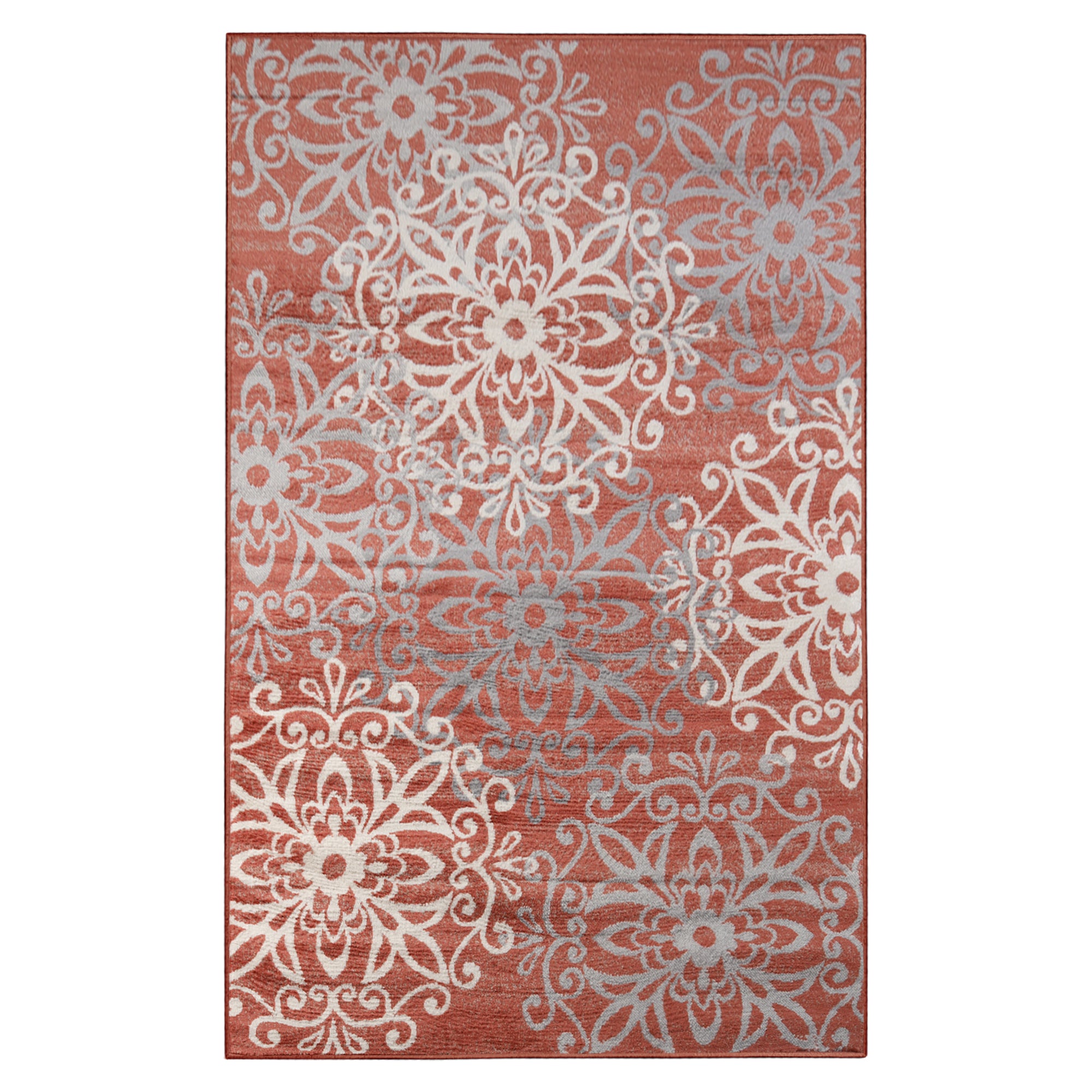 Leigh Traditional Floral Scroll Indoor Area Rugs & Runner Rugs - Non-Slip Soft Living Room Bedroom Decor Carpet