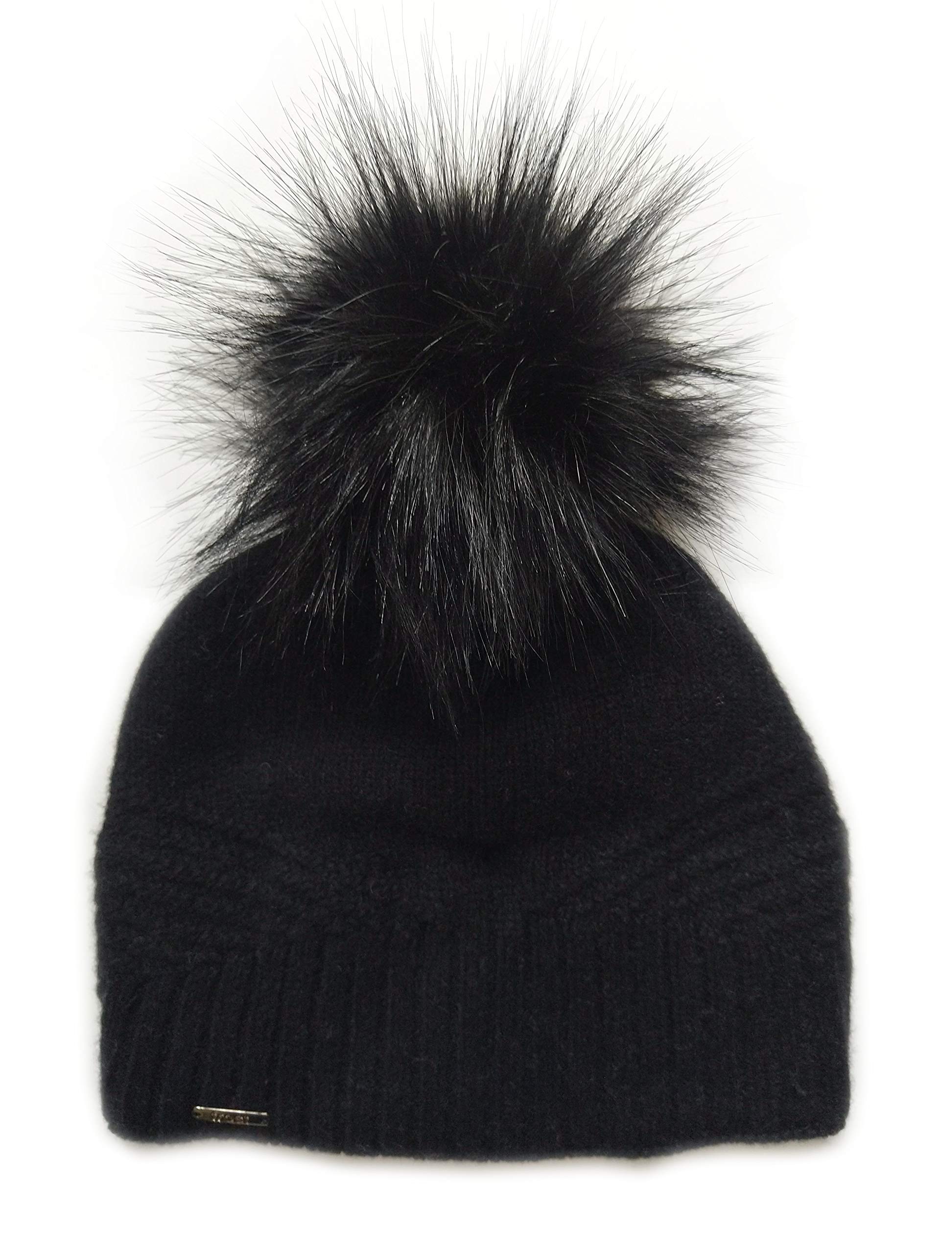 Frost Hats Women's Winter Cashmere Faux Raccoon Pom Beanie CSH978FRN - Soft Warm Knit Hat for Cold Weather & Outdoor Activities