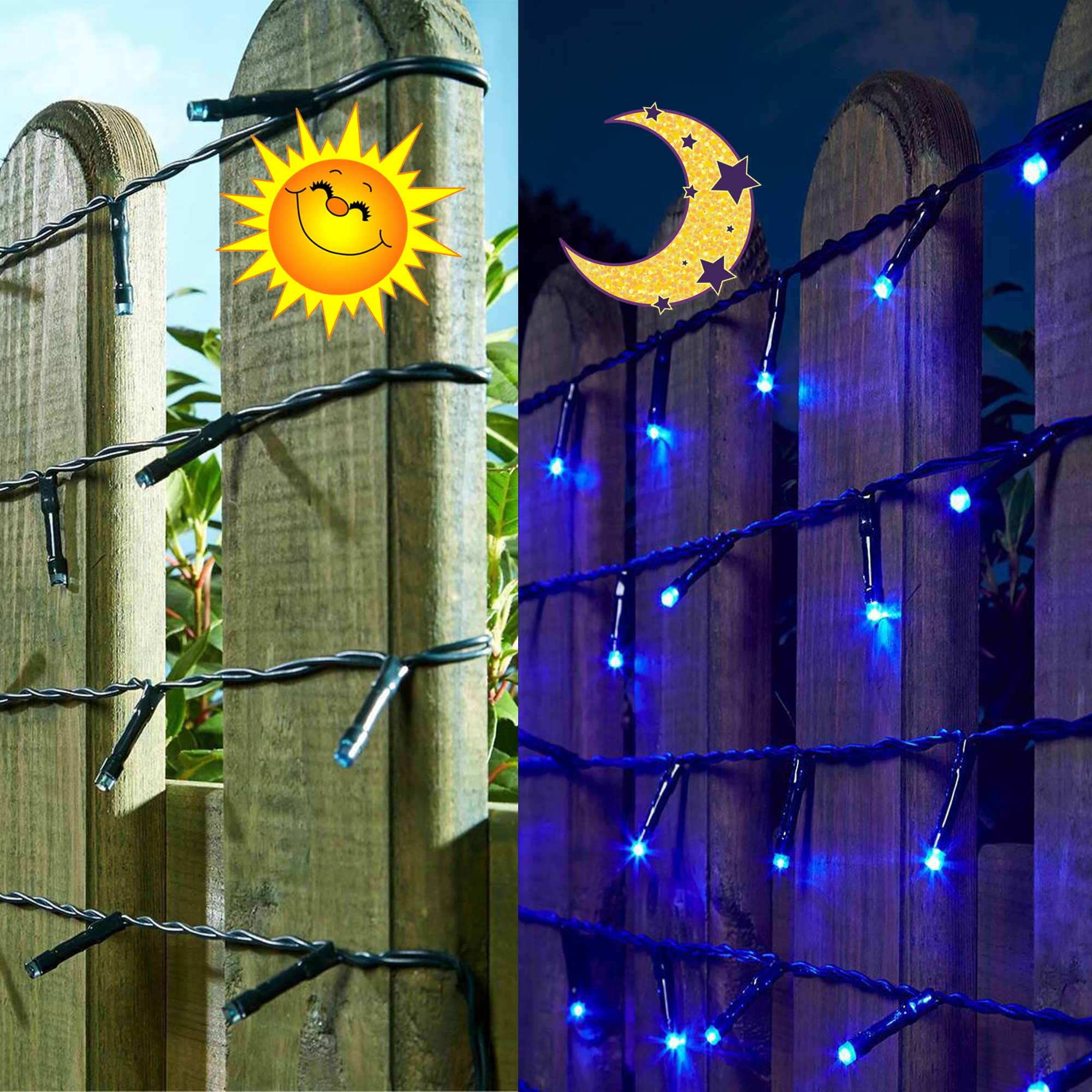 Kemooie 300 LED Outdoor Christmas Lights - 99FT Green Wire Fairy String Lights with 8 Twinkle Modes | Waterproof for Indoor/Outdoor Holiday Decor, Christmas Tree, Wedding & Party Lighting (Blue) - Perfect for Home, Garden, Patio, and Festive Celebrations