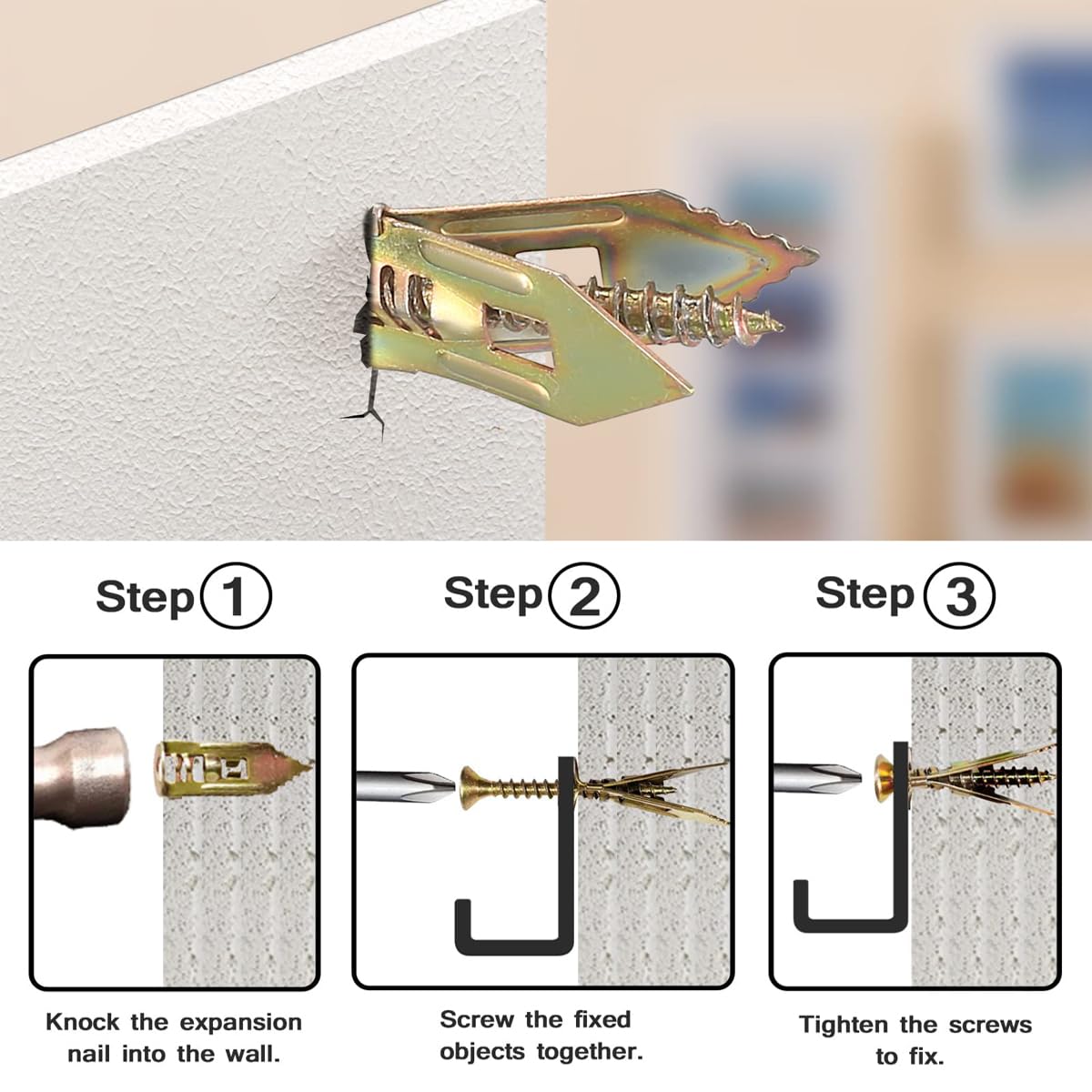 **Self-Drilling Drywall Anchors Kit - Heavy Duty Wall Anchors & Screws for Door Hinge Repair, Umbrella Base, Patio Furniture & Statues - Easy Installation for Home & Outdoor Fixing**