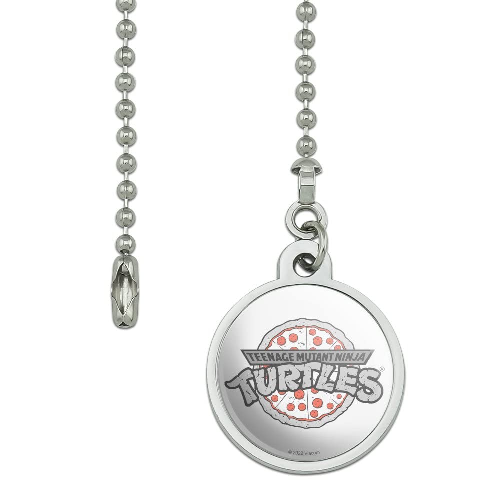 TMNT Pizza Logo Ceiling Fan & Light Pull Chain - Teenage Mutant Ninja Turtles Themed Room Decor for Kids Bedroom, Game Room & Pizza Lovers Collection