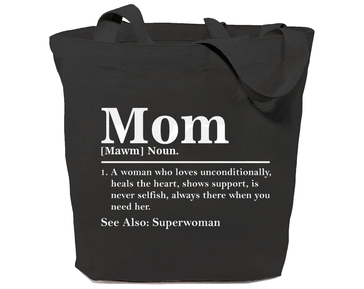 Mom Definition Canvas Tote Bag - Reusable Grocery Shopping Bag for Women, Perfect Work & Errand Shoulder Bag - Great Mothers Day Gift for Mama - Ideal for Grocery Trips, Beach Outings & Daily Commute