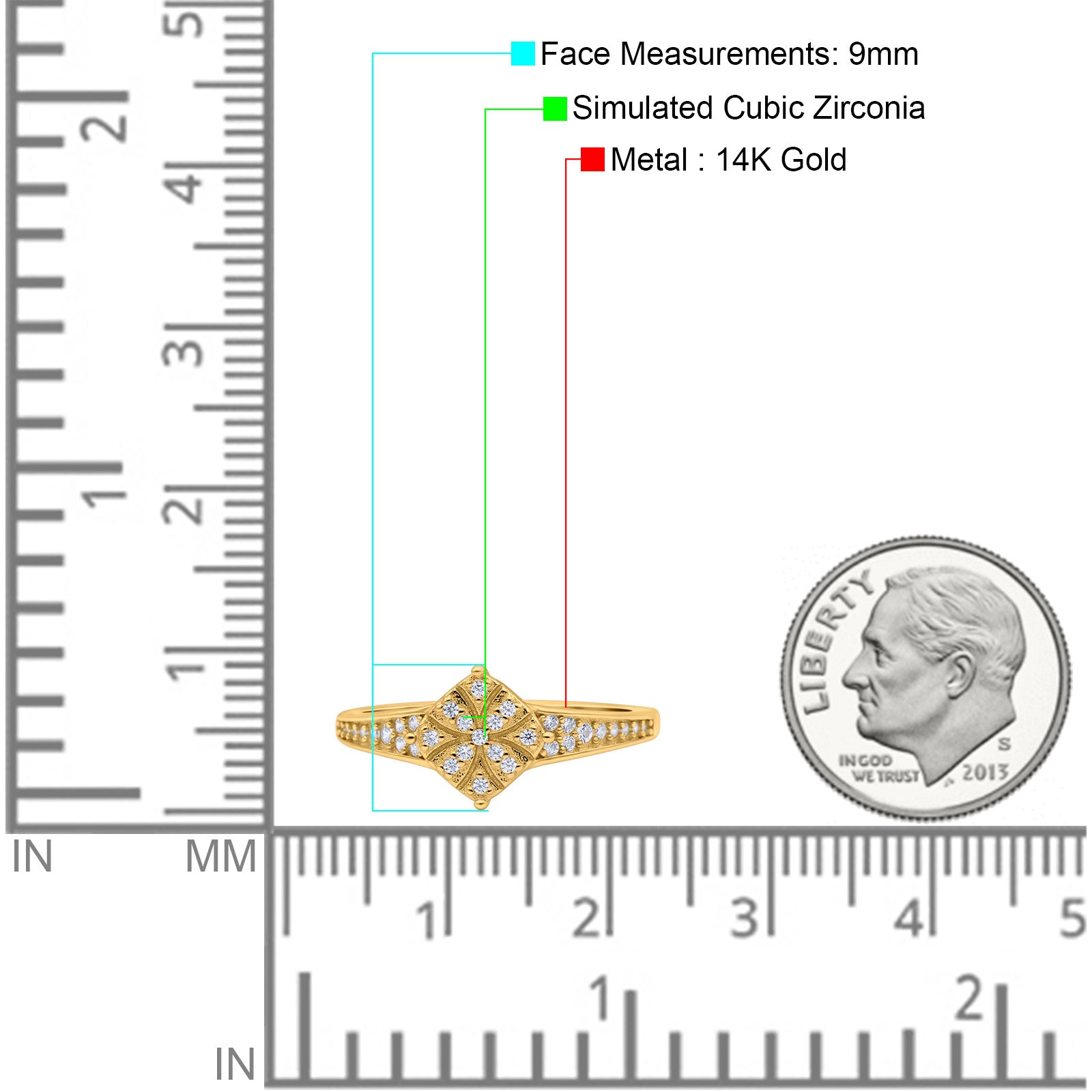 14K Gold Round Pave Cubic Zirconia Engagement Ring for Women - Sparkling Wedding Band, Promise Ring, Anniversary Gift - Perfect for Proposals, Bridal Jewelry & Special Occasions