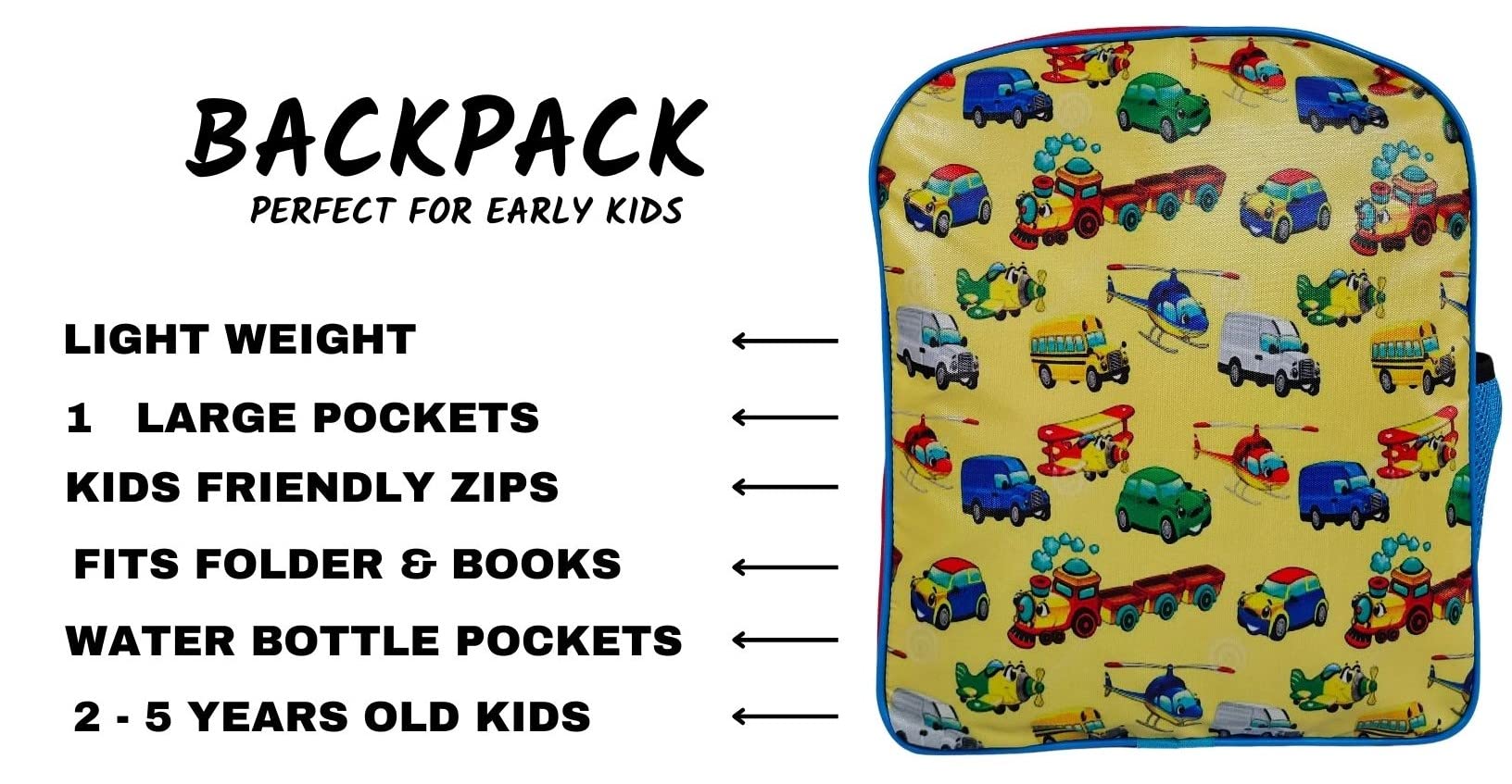 RedChimes Stylish Cars School Backpack for Kids & Girls - Durable Polyester Backpack for School, Travel & Daily Use