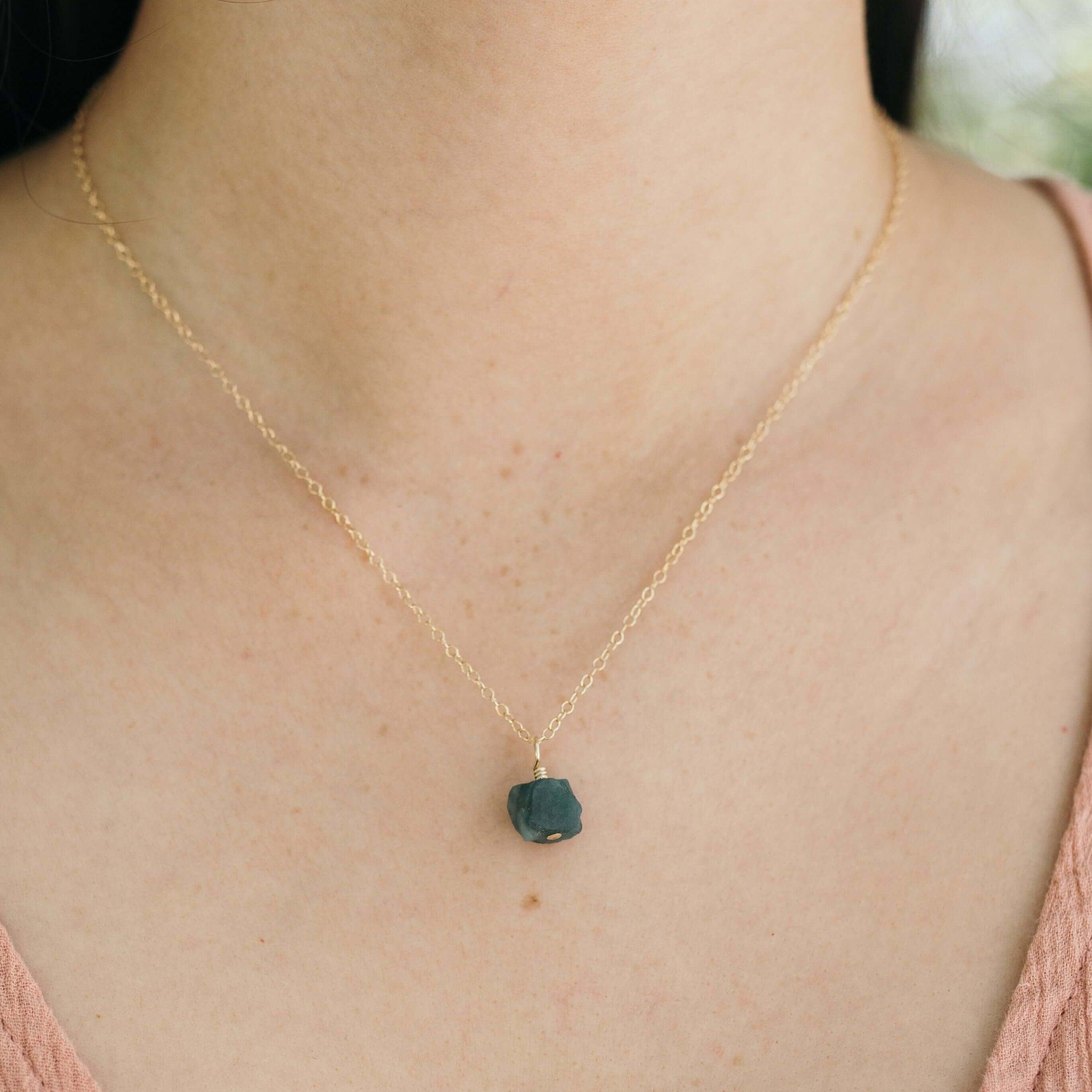Natural Raw Emerald Pendant Necklace - Handmade Sterling Silver Jewelry for Women - Perfect for Boho, Hippie & Nature Lover Gifts
