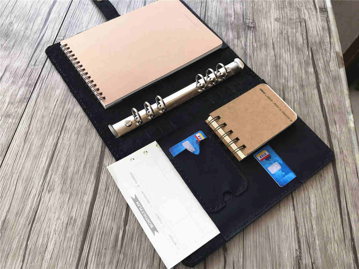 Premium Black Embossed Leather Notebook Organizer - Professional Journal Planner for Office, School & Travel - Perfect Gift for Writers & Students