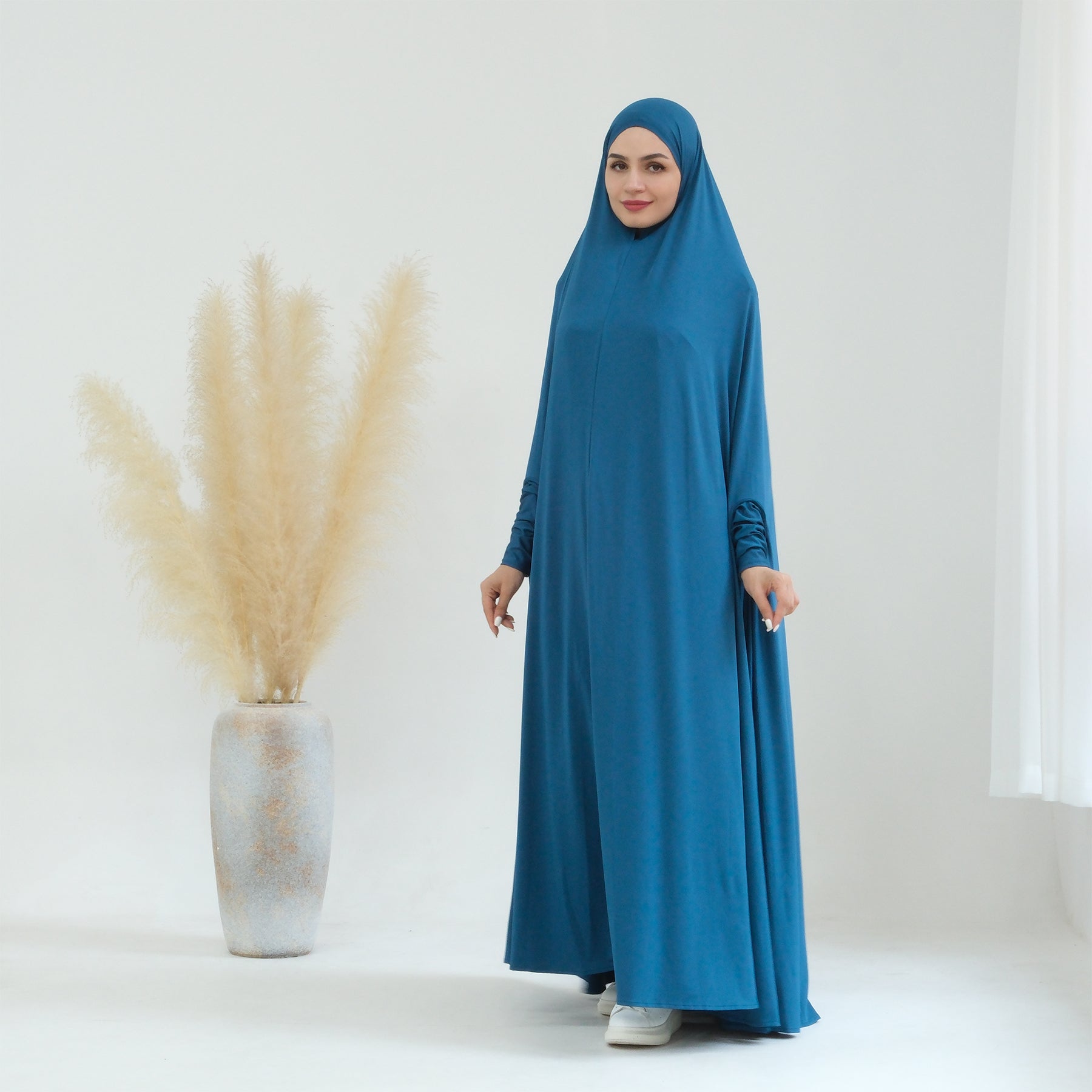 Awra Cape Hijab Combo - Duck Blue Color - Modest Muslim Women's Prayer Shawl & Scarf Set - Perfect for Daily Wear, Prayer, and Special Occasions
